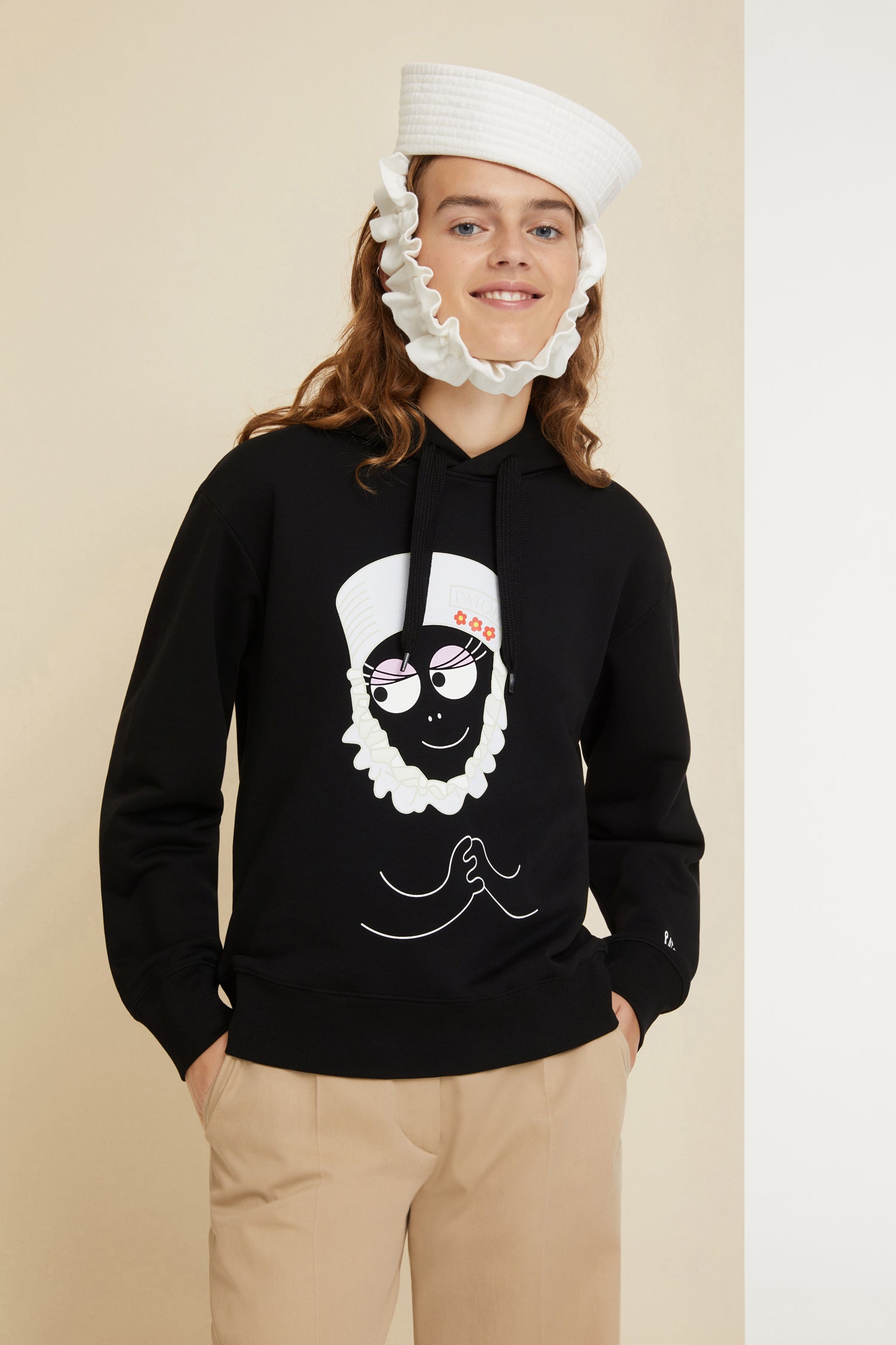Patou P22JE0489999999B hoodie coton bio noir Barbamama