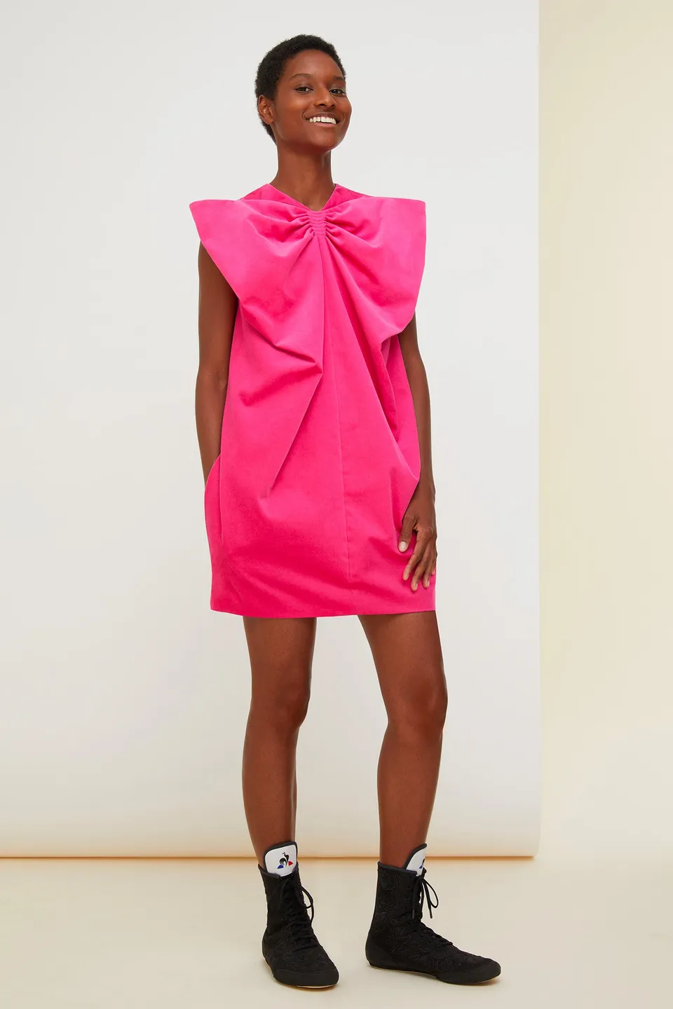 Patou Dresses robe mini velours nœud framboise 38