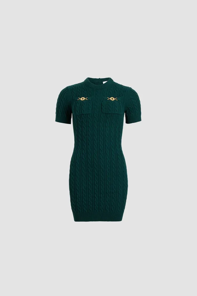 Patou KN258 robe mini torsadée laine vert impérial