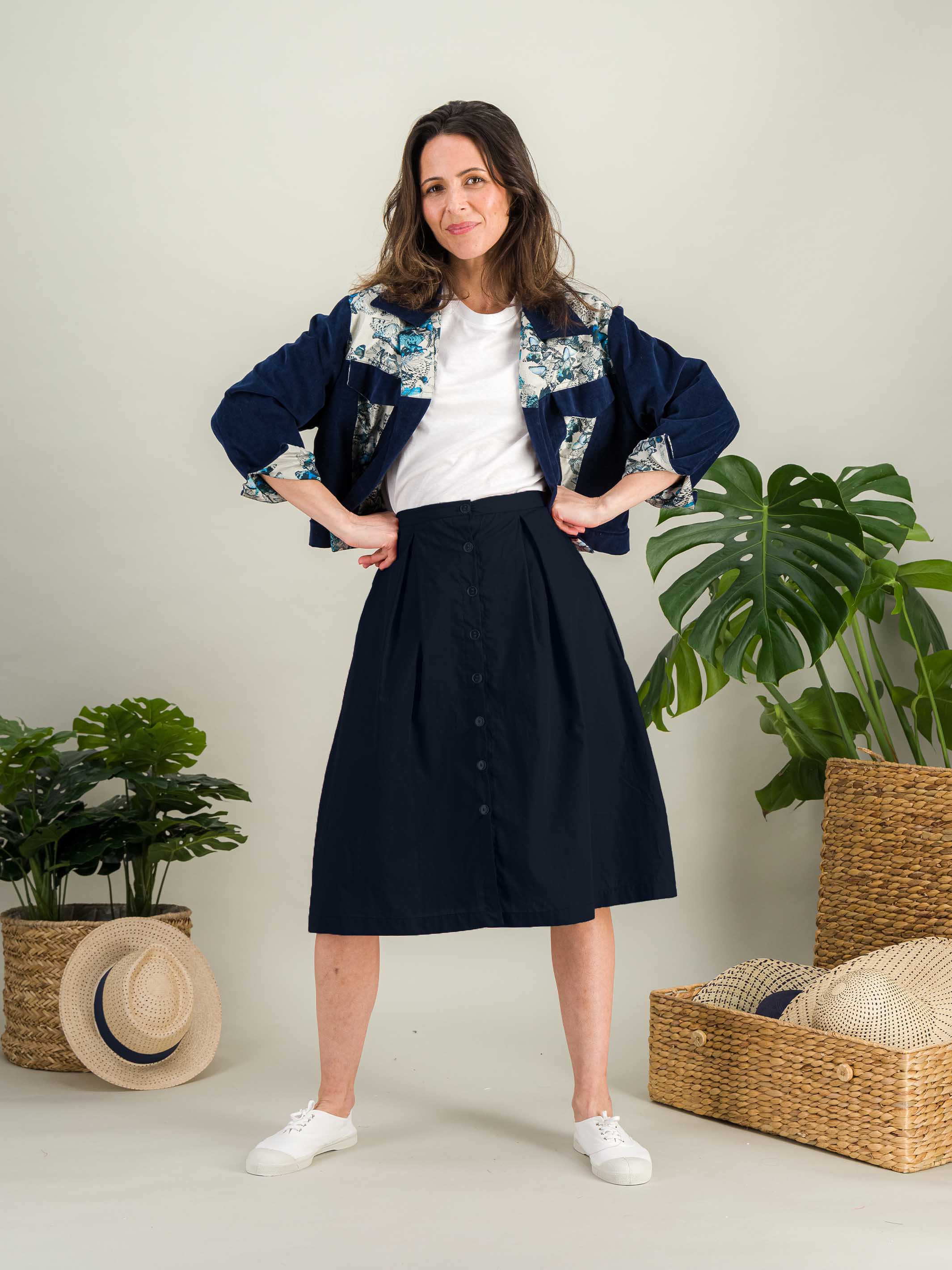 Anahide Saint André MORPHO veste velours papillons bleue