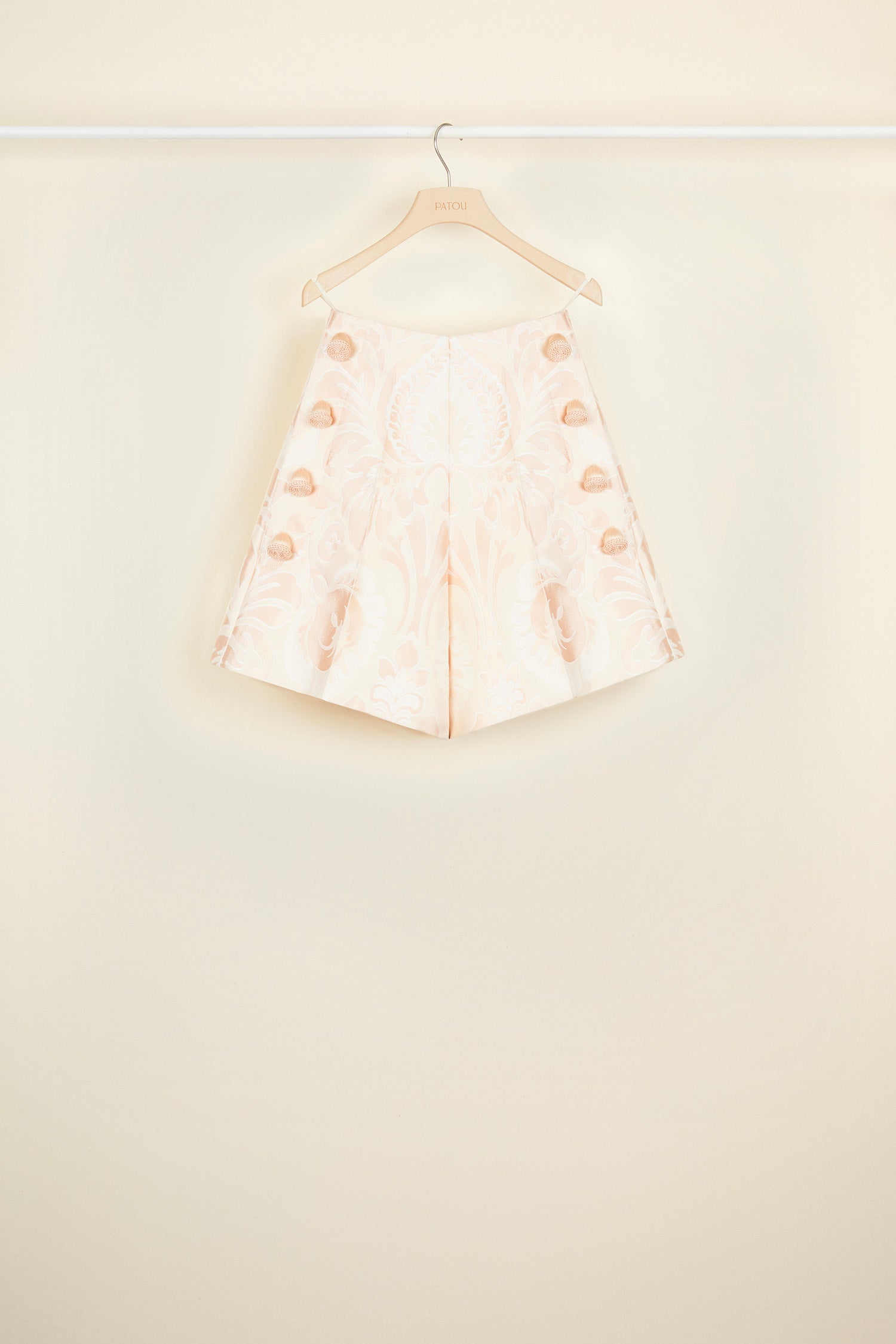 Patou TR004 short soie brocart rose taille haute