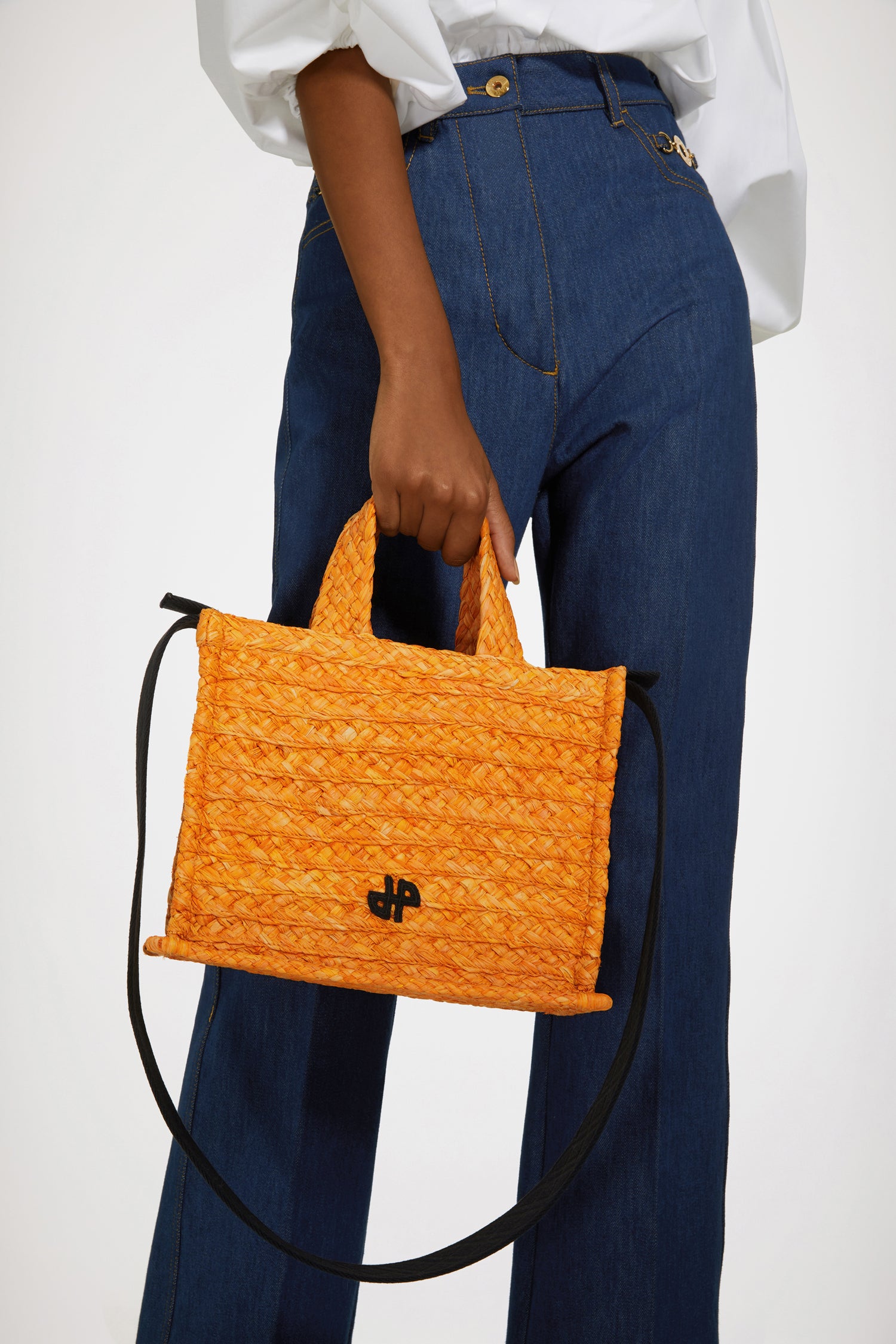 Patou sac cabas raphia JP orange Marigold petit