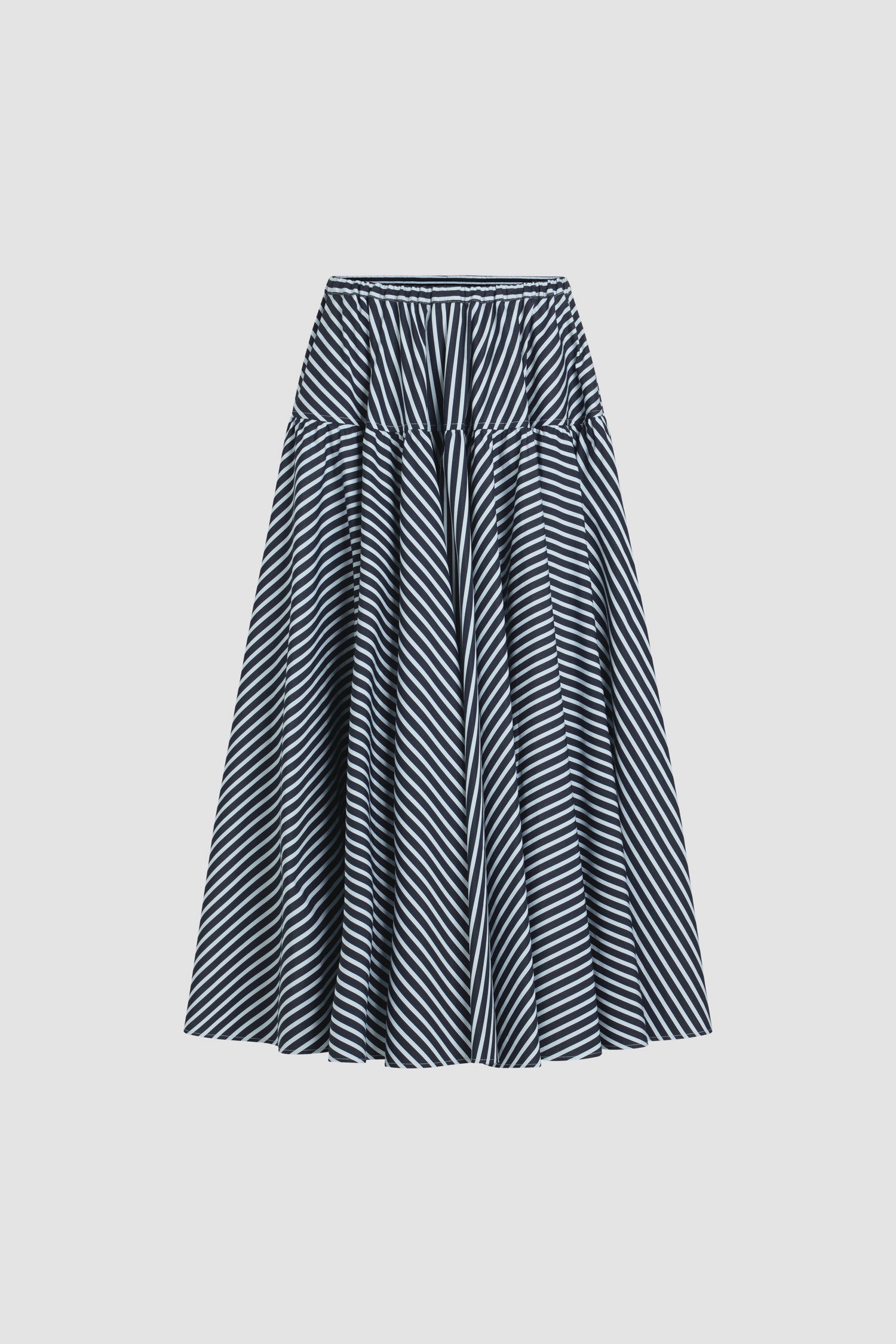 Patou P25SK080 jupe longue rayures bleu marine