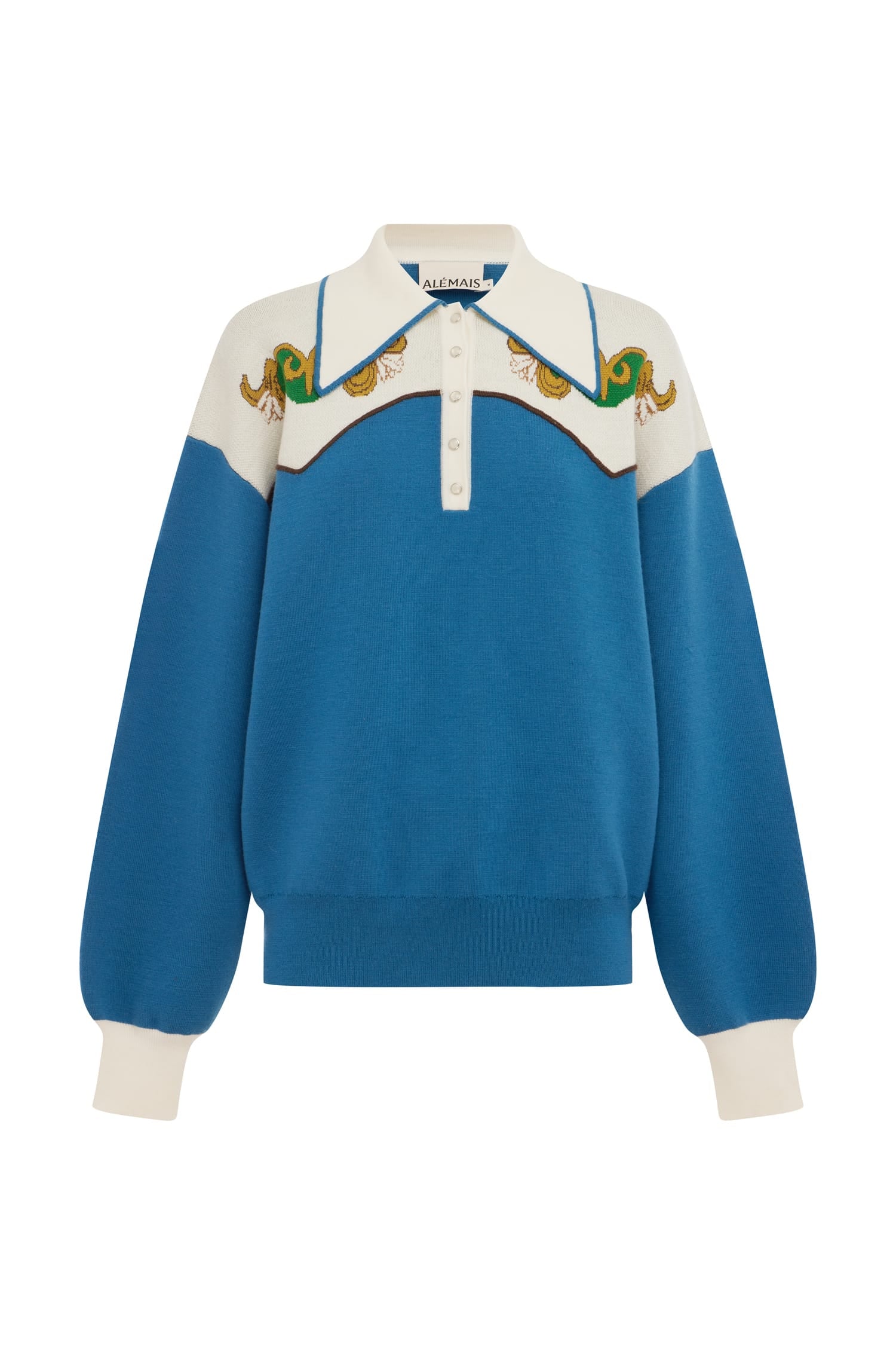 Alemais Lasso polo maille azur laine mérinos