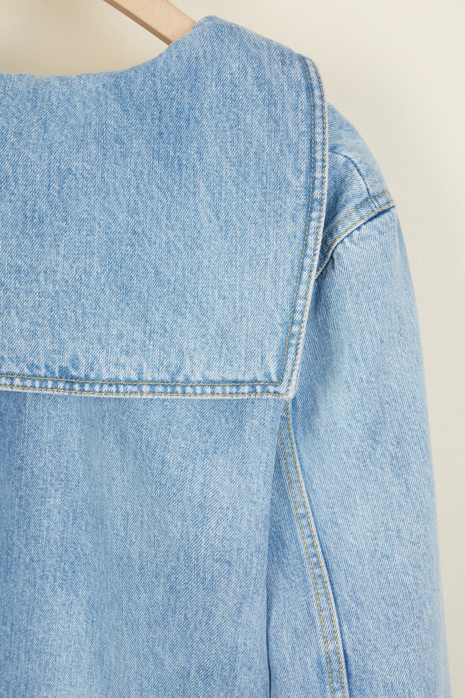 Patou OU004 Tunique denim bio Blueberry col marin