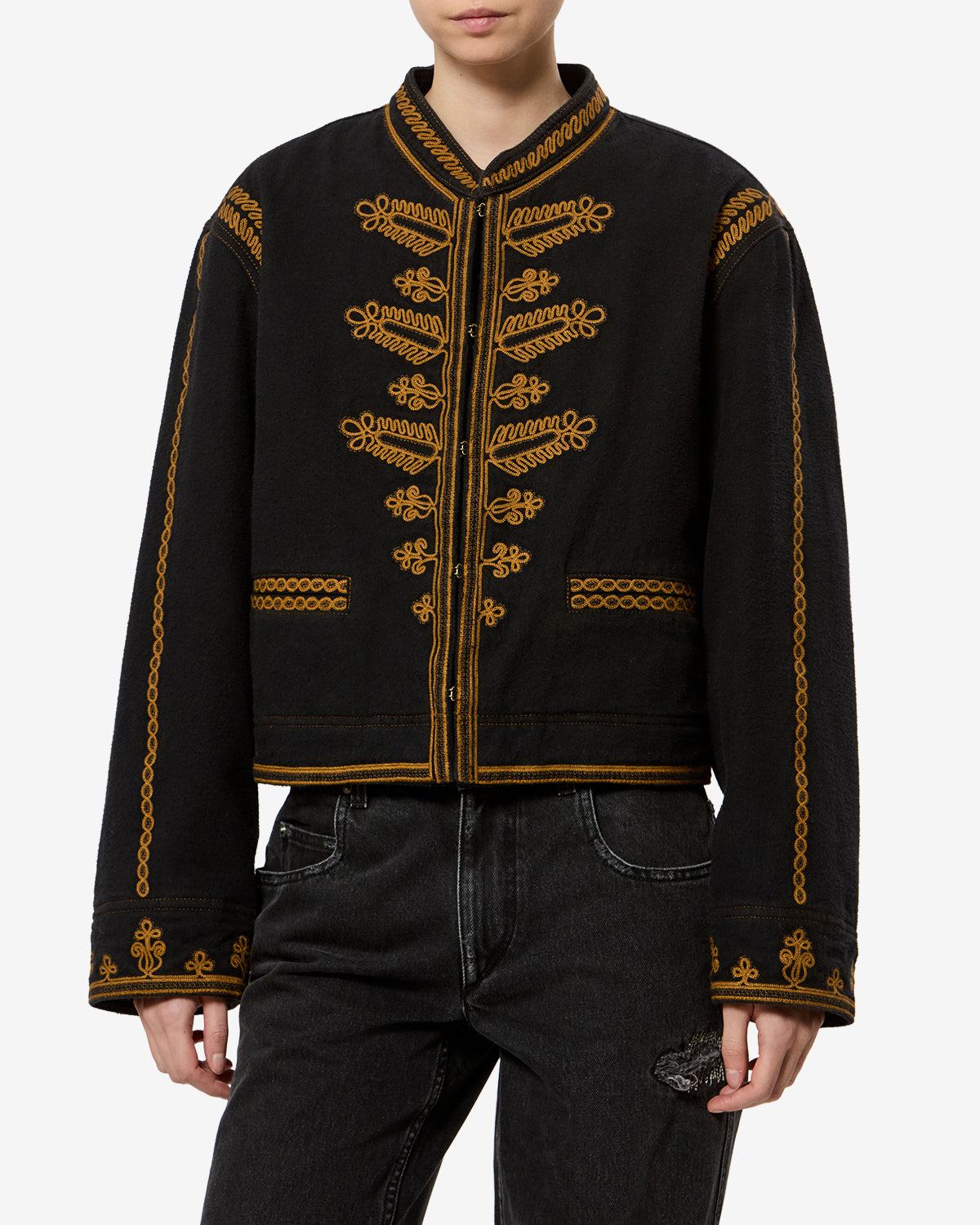 Isabel Marant Emalia veste denim noir broderies