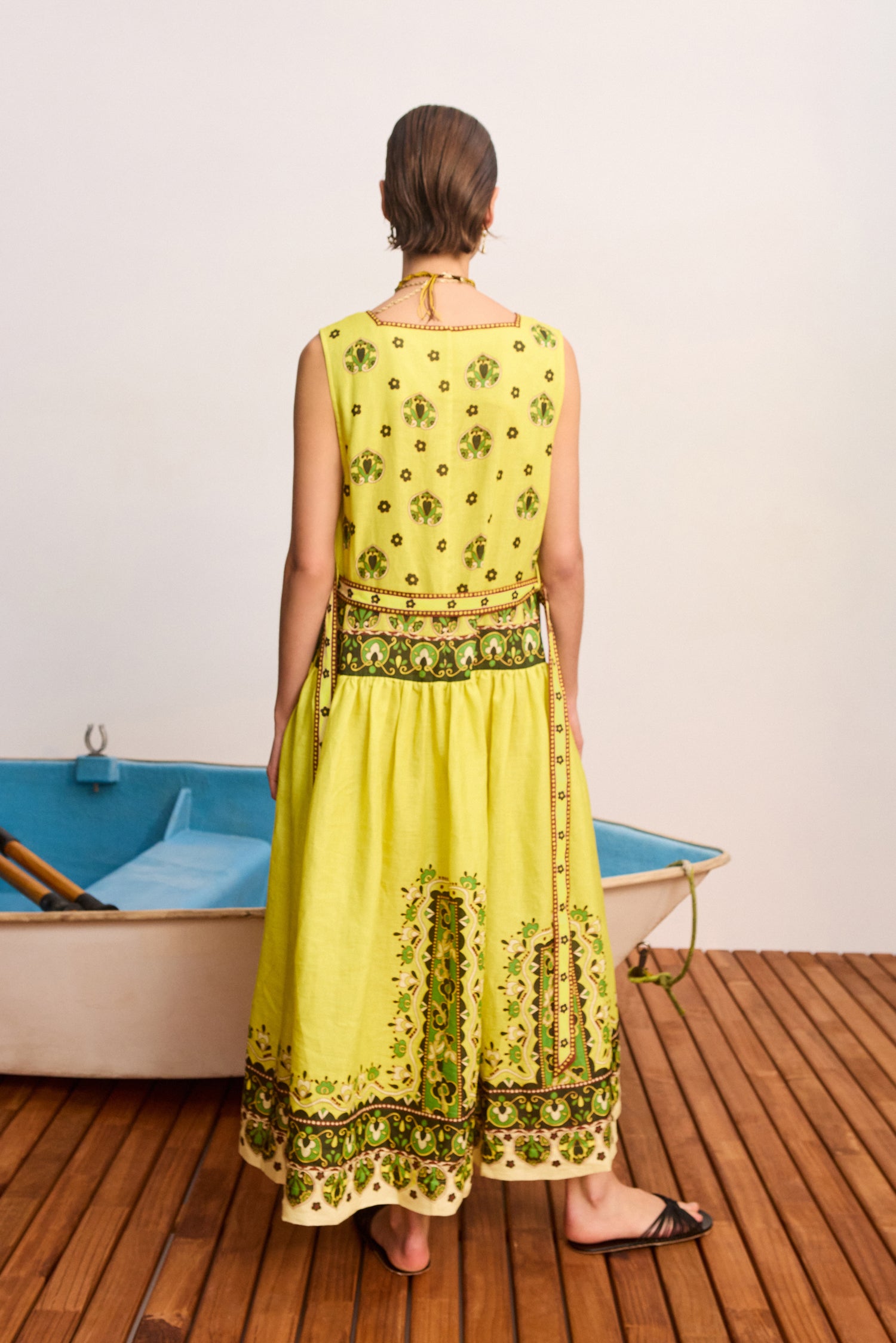 Alemais Bridgette robe midi chanvre ceinture
