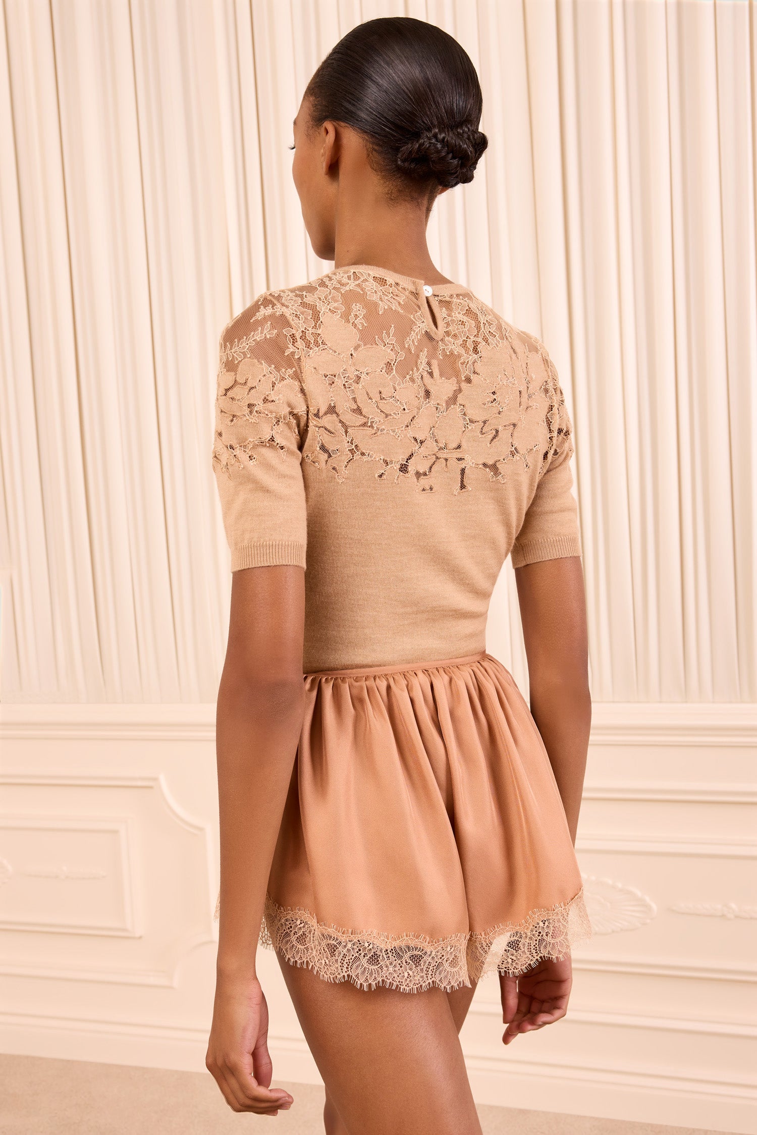 Ulla Johnson Georgina short soie macaroon dentelle