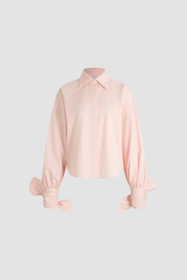 Patou Tied-sleeve H26BL064 blouse rose coton bio