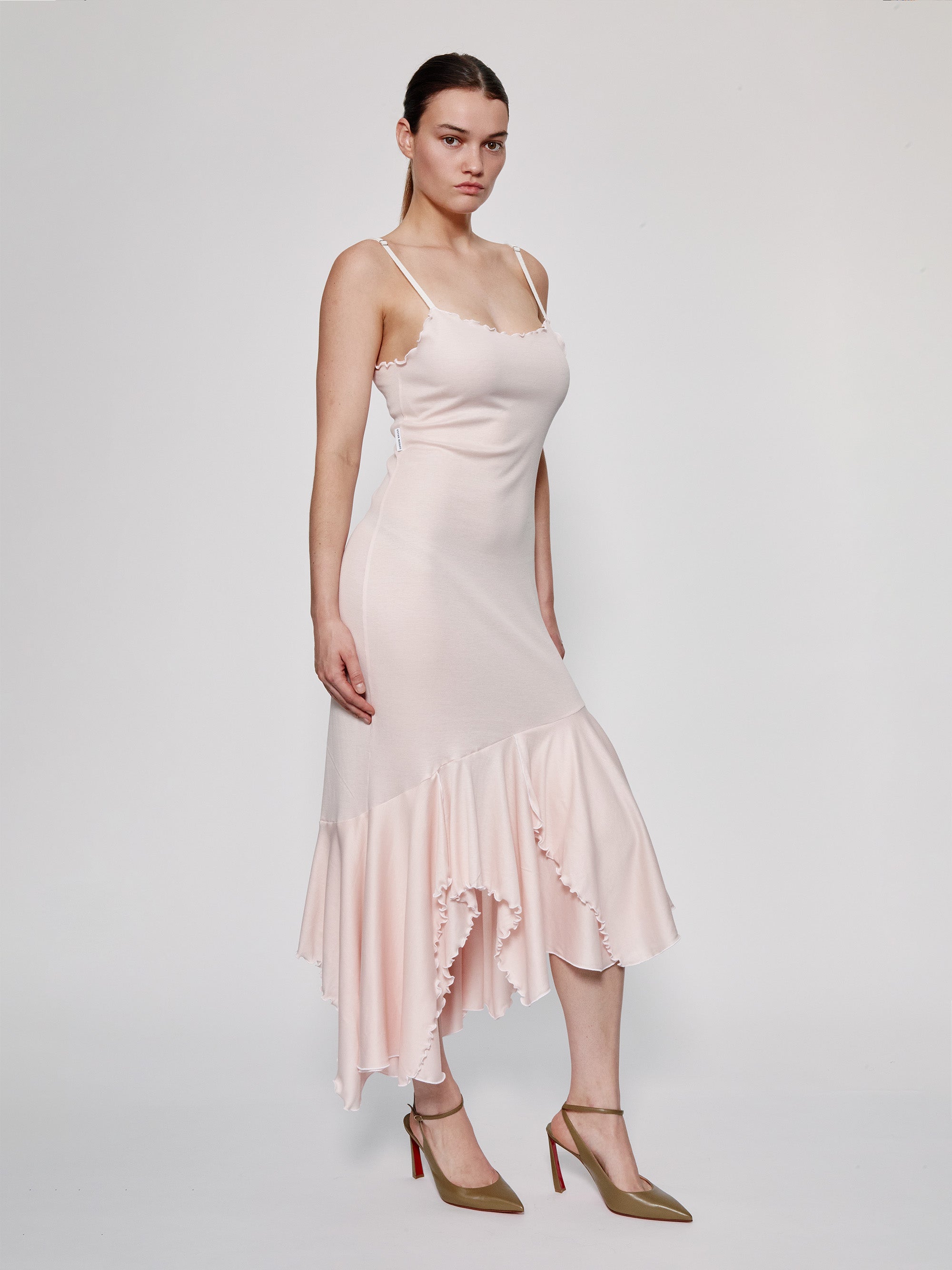 Ester Manas Easy Dress robe longue rose clair bretelles coton