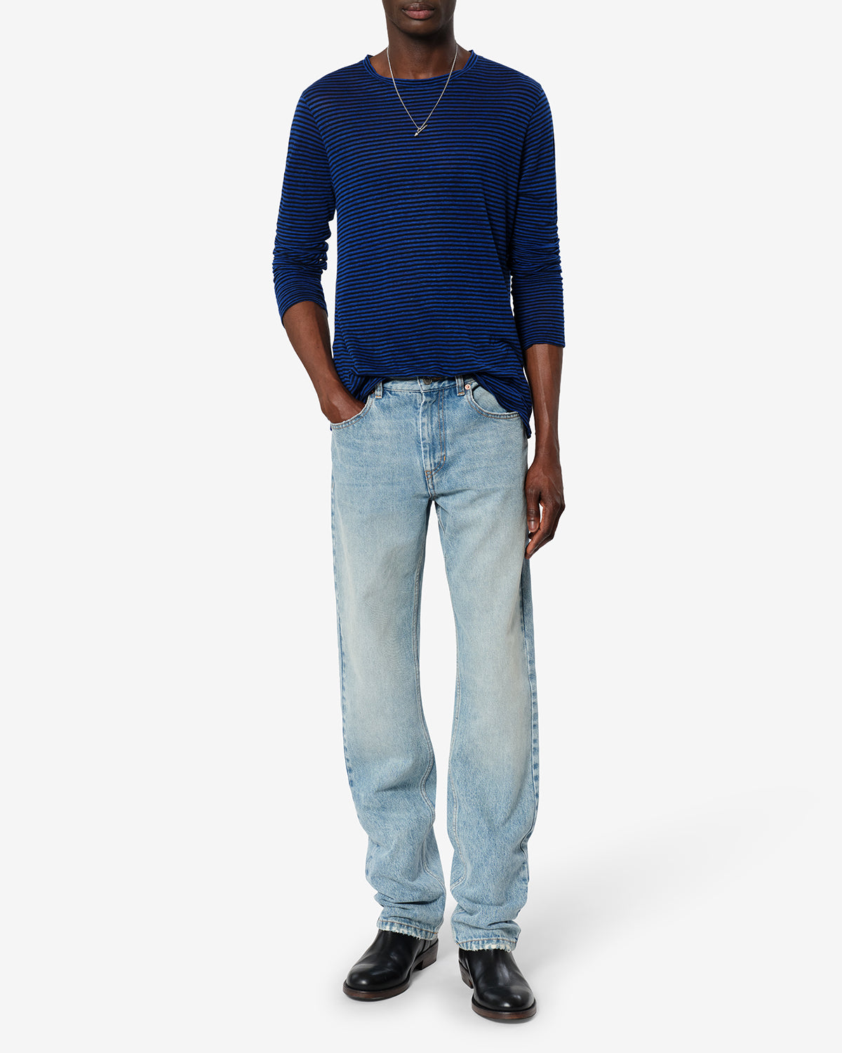 Isabel Marant Leighton TS0062HB t-shirt lin bleu rayé