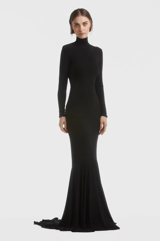 ATU Body Couture robe maxi noire col montant taille S
