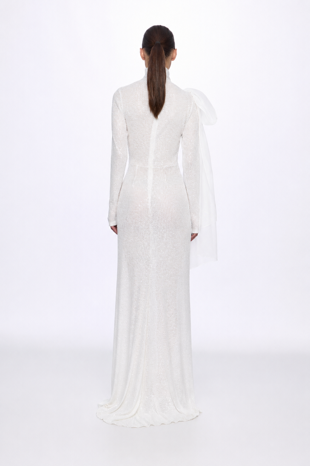 ATU Body Couture Sequins robe midi sequins blanche nœud S