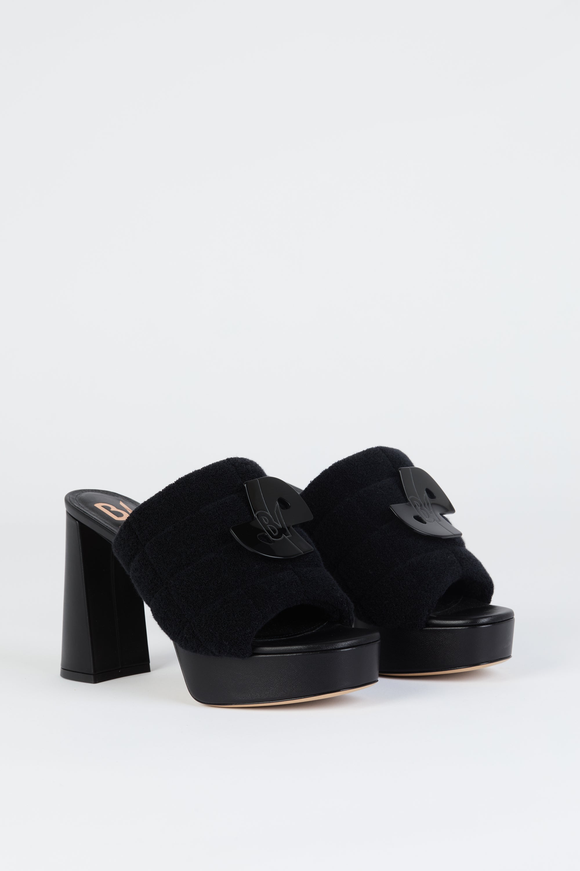 Patou SP011 mules coton noires talon 11 cm