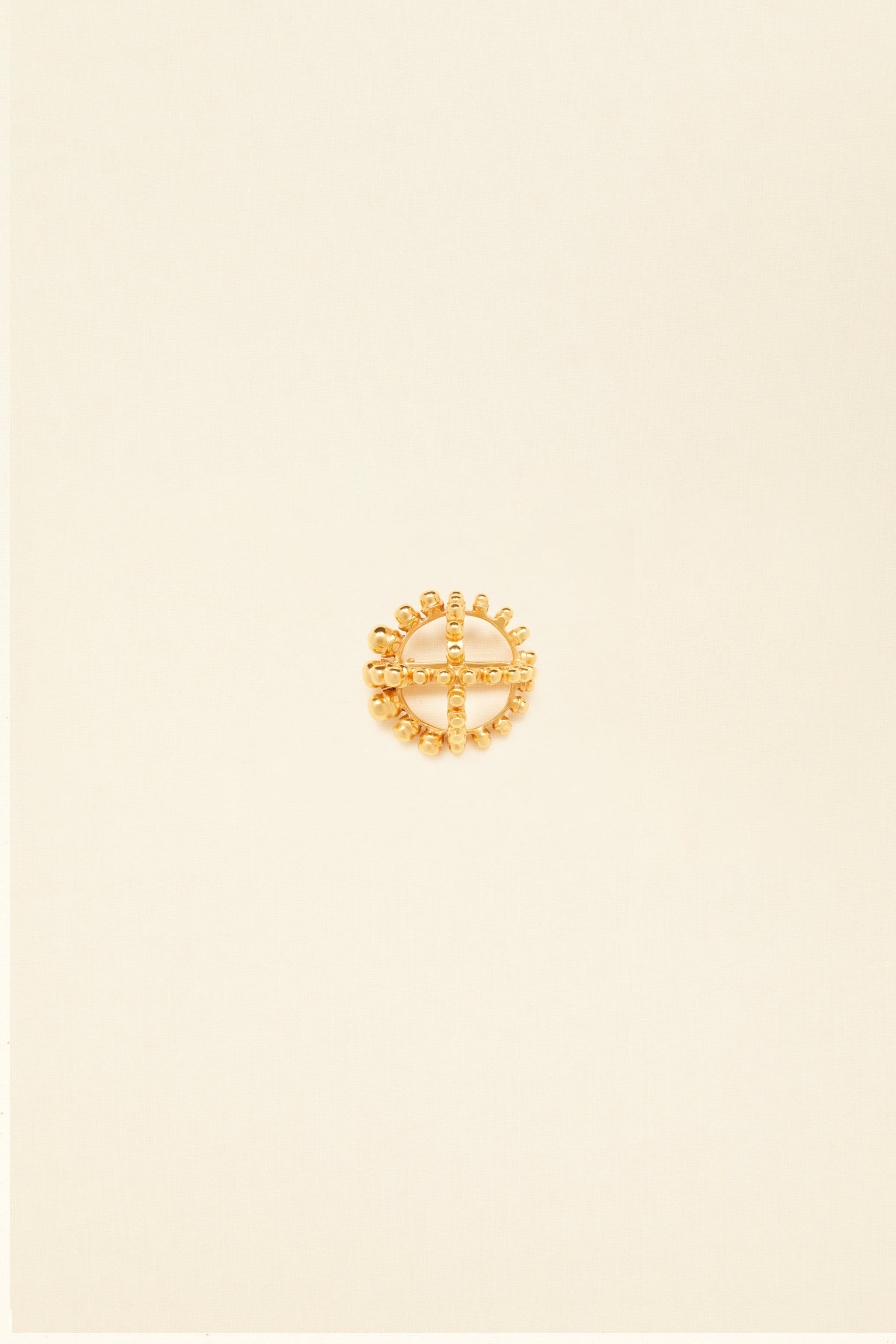 Patou JW024 broche ronde laiton doré perles Gold taille unique