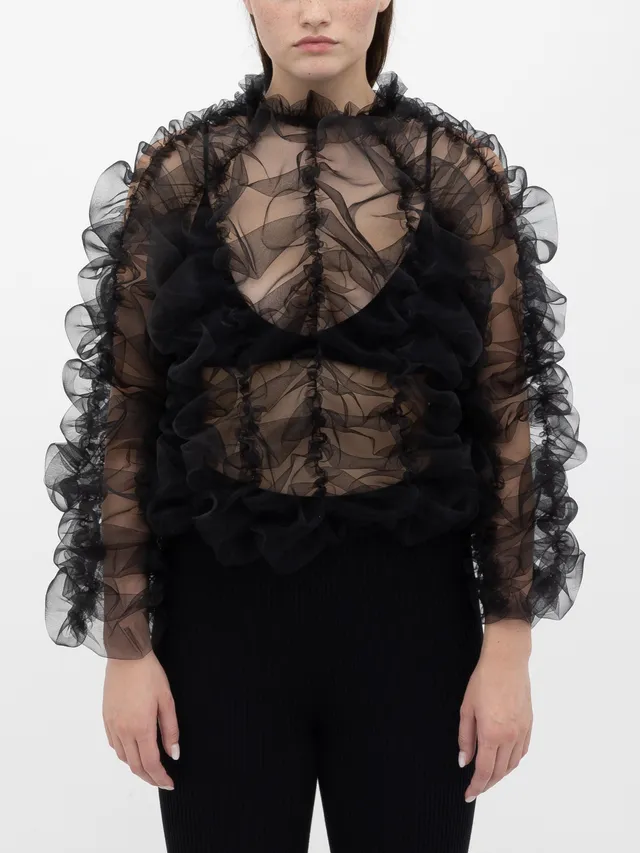 Ester Manas Ruched Puffy top noir froncé 34/44
