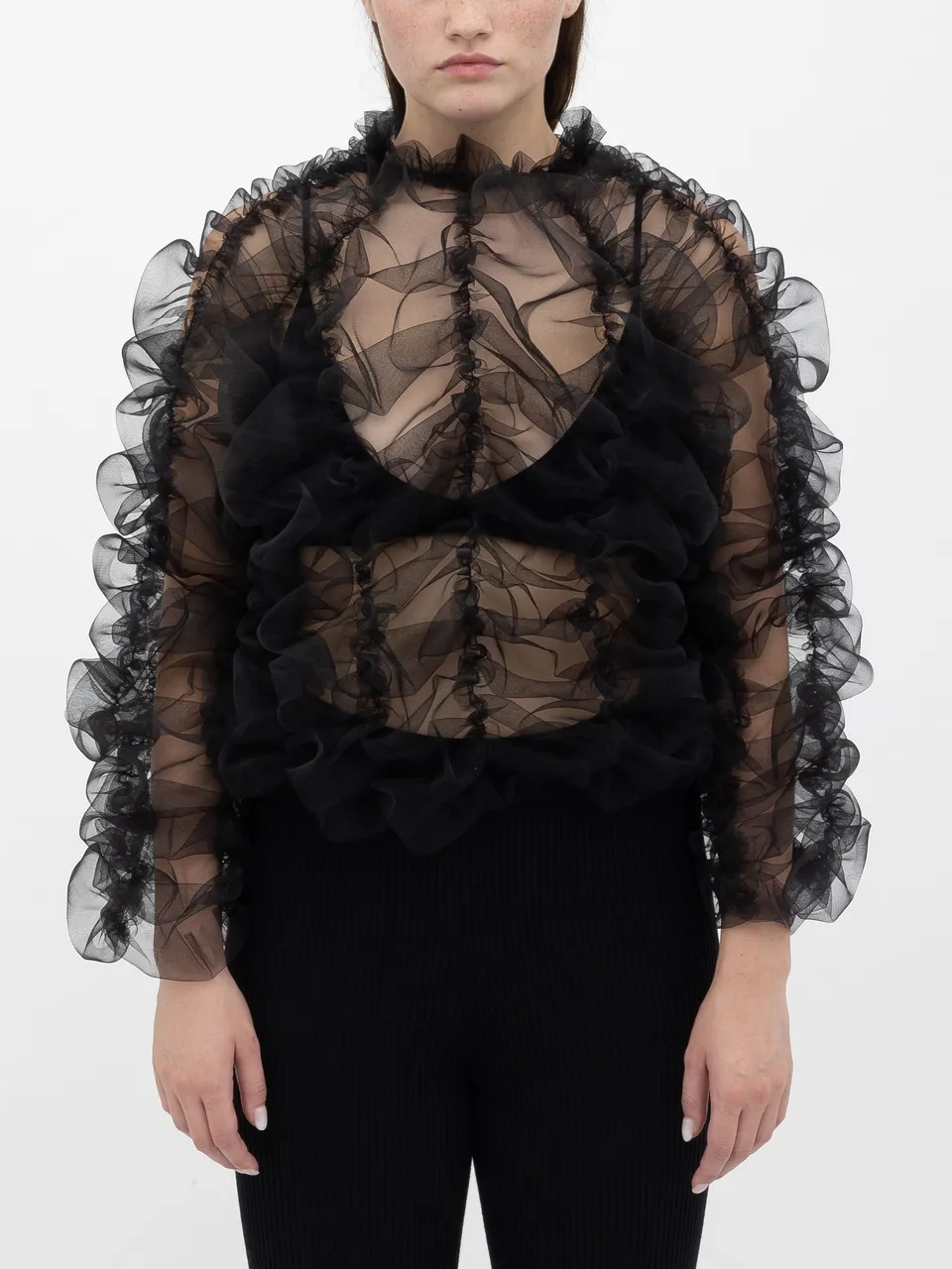 Ester Manas Ruched Puffy top noir froncé 34/44