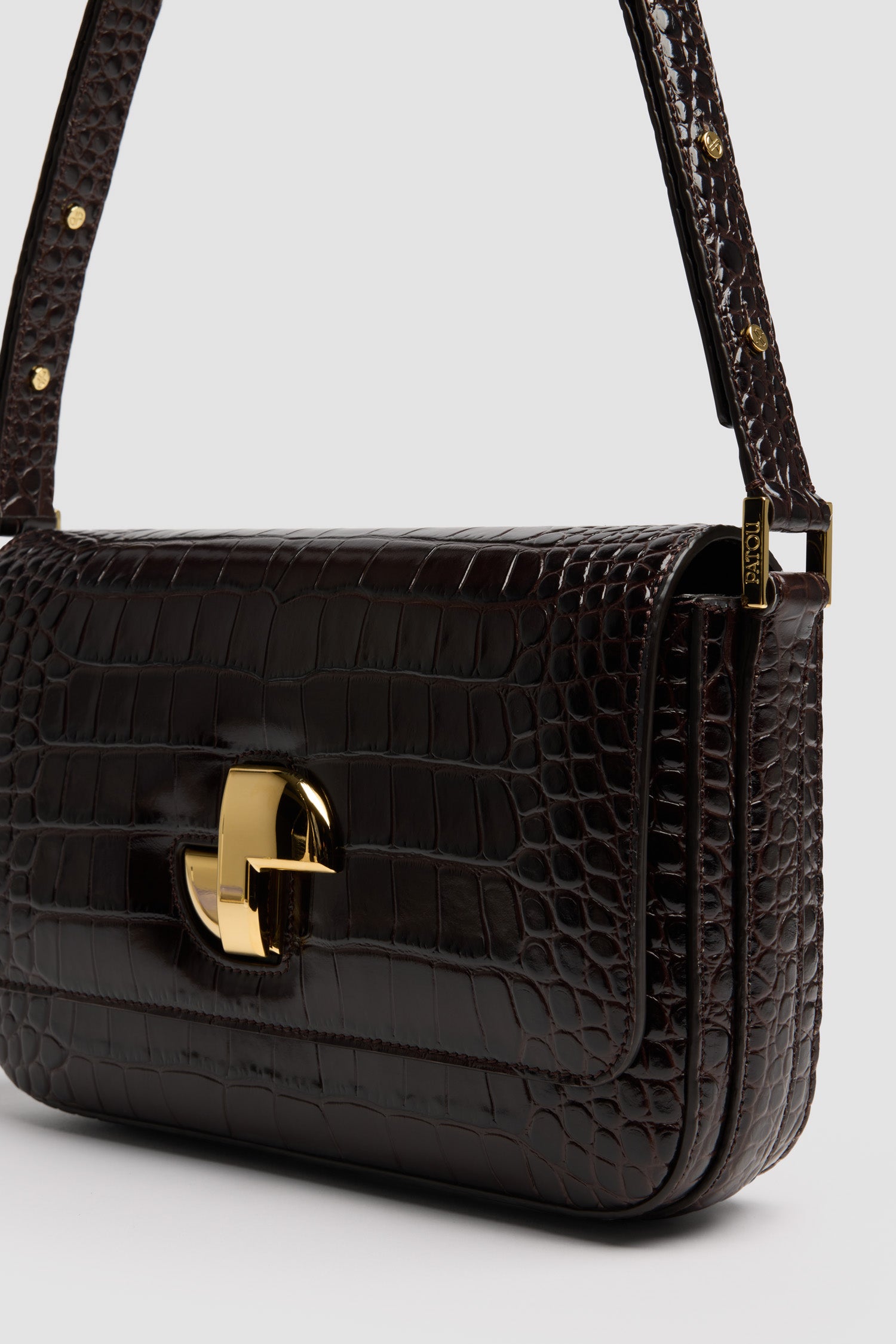 Patou BA017 sac cuir croco Smoked Ebony