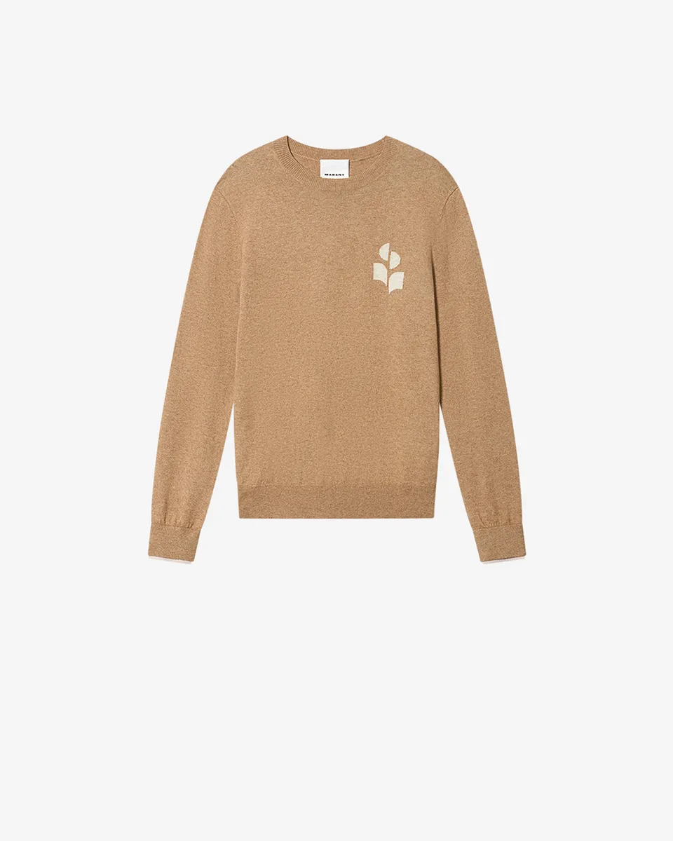 Isabel Marant Antea pull maille camel-gris clair logo