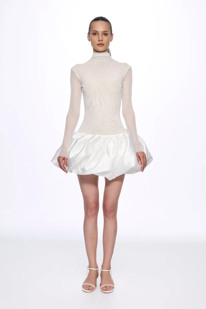 ATU Body Couture mini robe blanche tulle volant taille basse