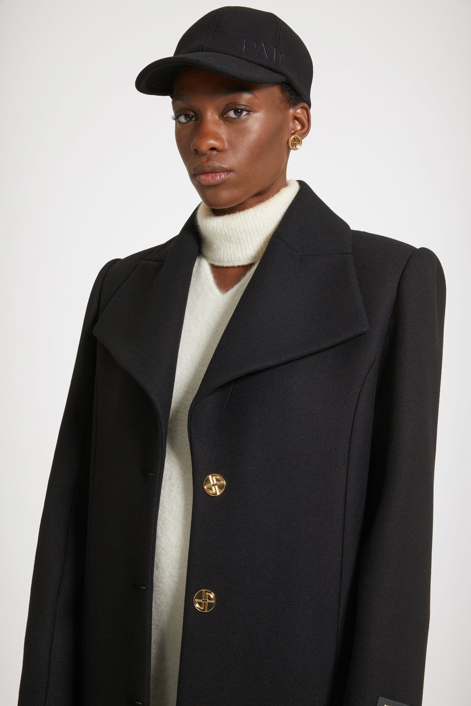 Patou Coats CO017 manteau long noir laine