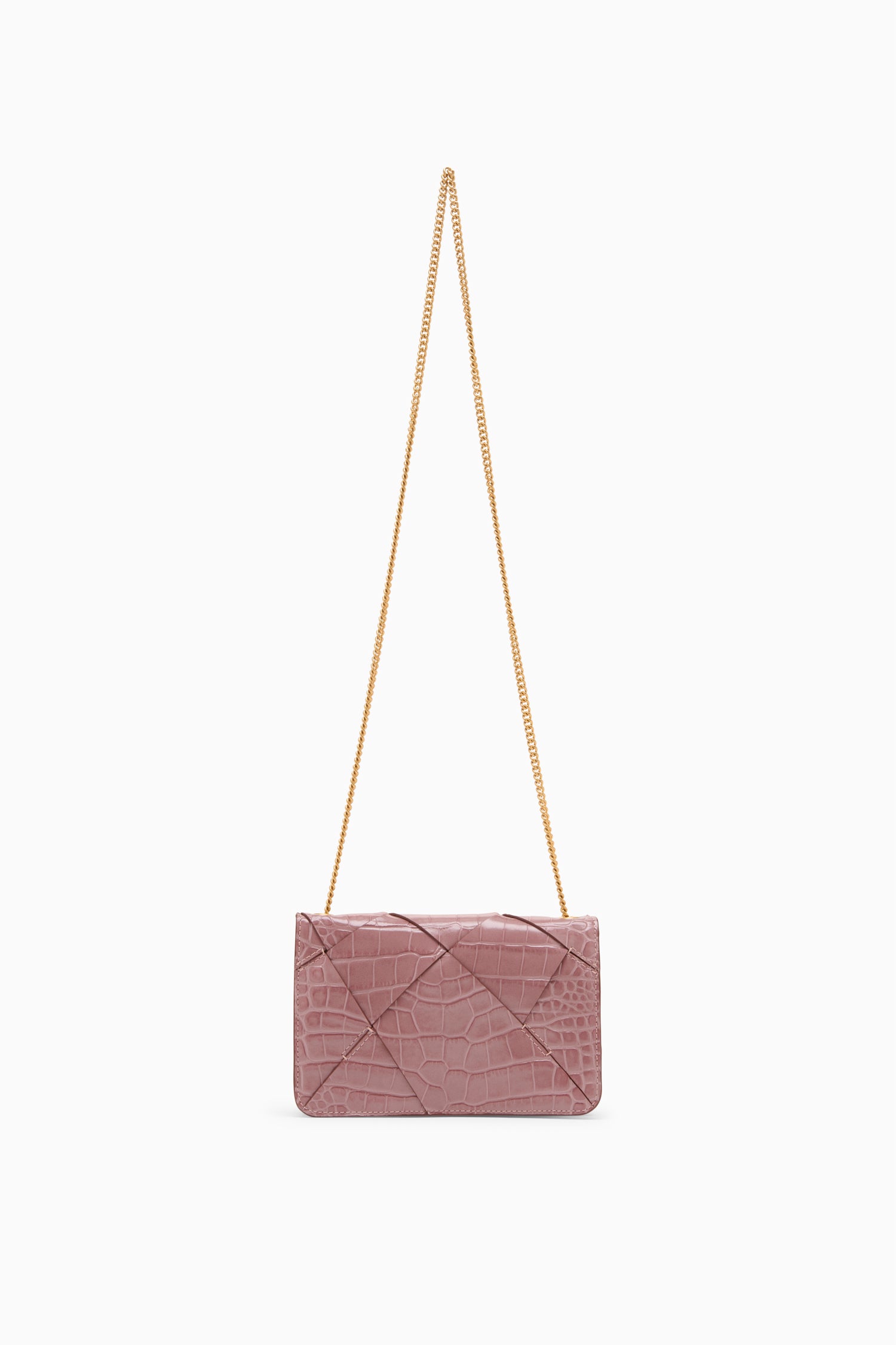 Ulla Johnson Charlotte Flap Bag sac Rosa croco chaîne