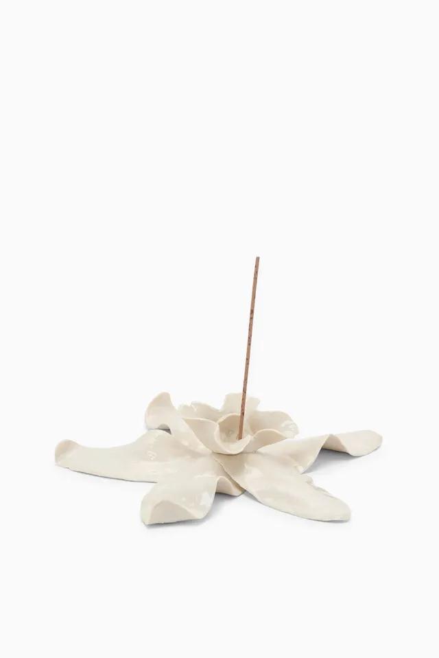 Ulla Johnson Porte-Encens Porcelaine Fleur Blanche Taille Unique