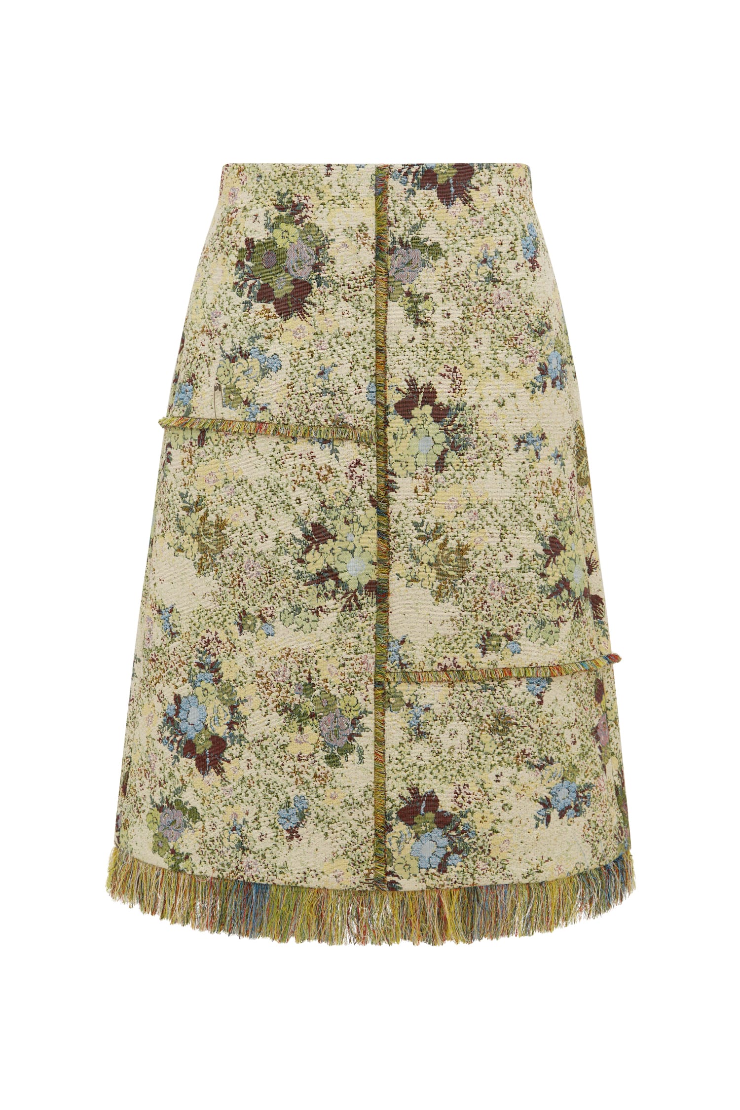 Alemäis Whitney Skirt jupe midi jacquard à franges