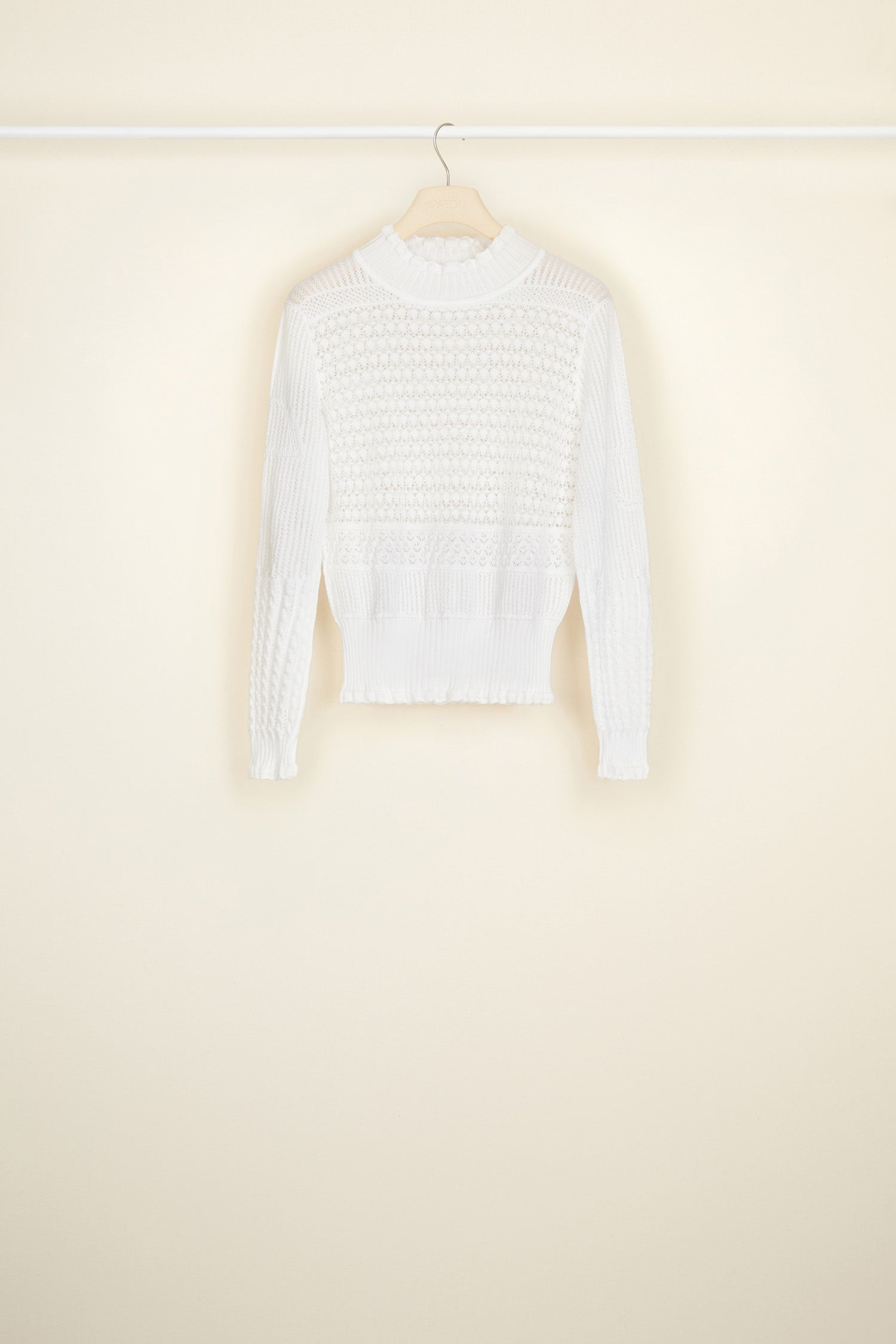 Patou KN040 P21KN0408031001W pull crochet coton bio blanc XS-XL