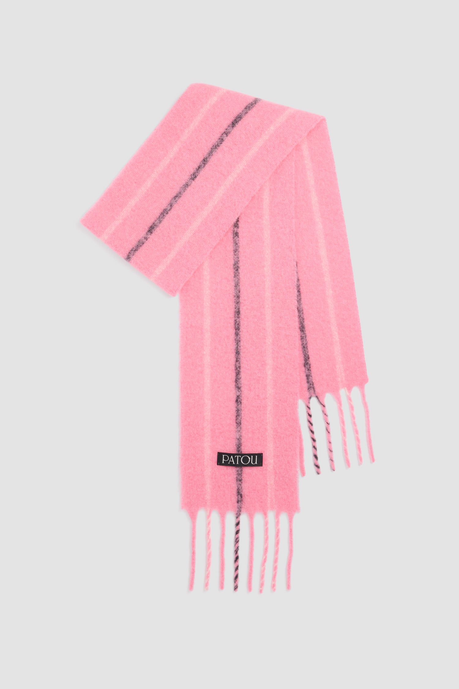 Patou AC116 écharpe Pink Pearl alpaga rayée