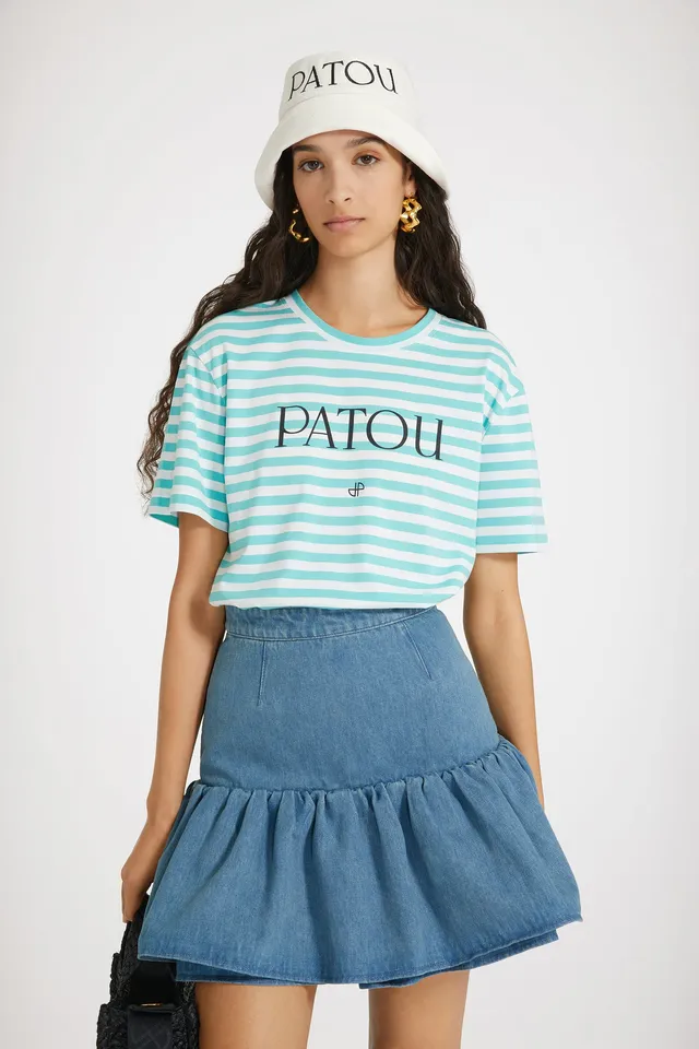 Patou JE032 t-shirt rayé coton vert petites rayures