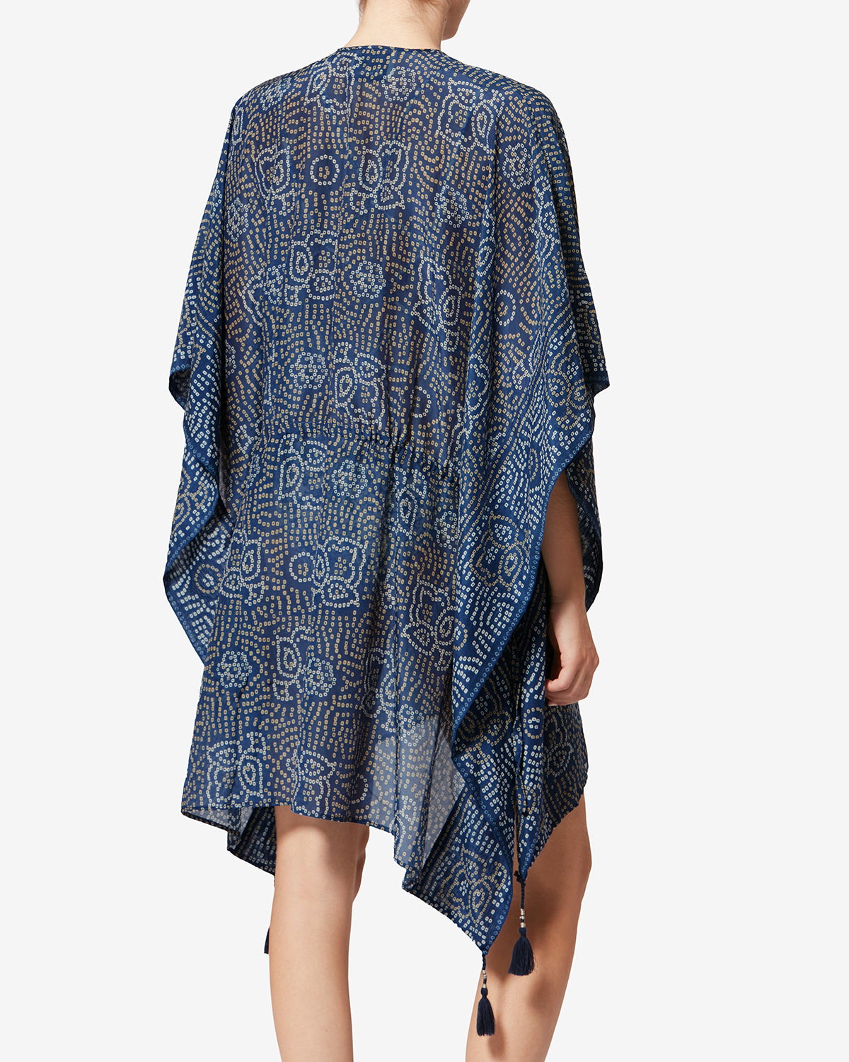 Isabel Marant Loreliz KF001XFA kaftan coton bleu pompons