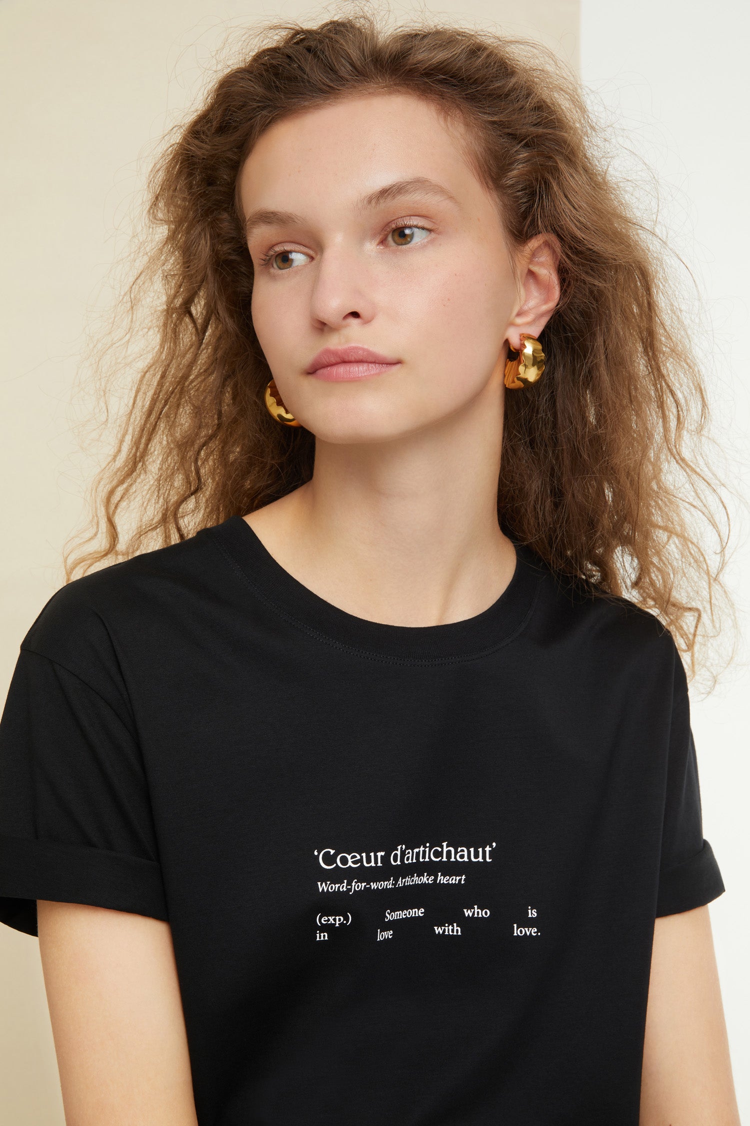 Patou Tee Coton Bio Noir Cœur Taille XS-XXL
