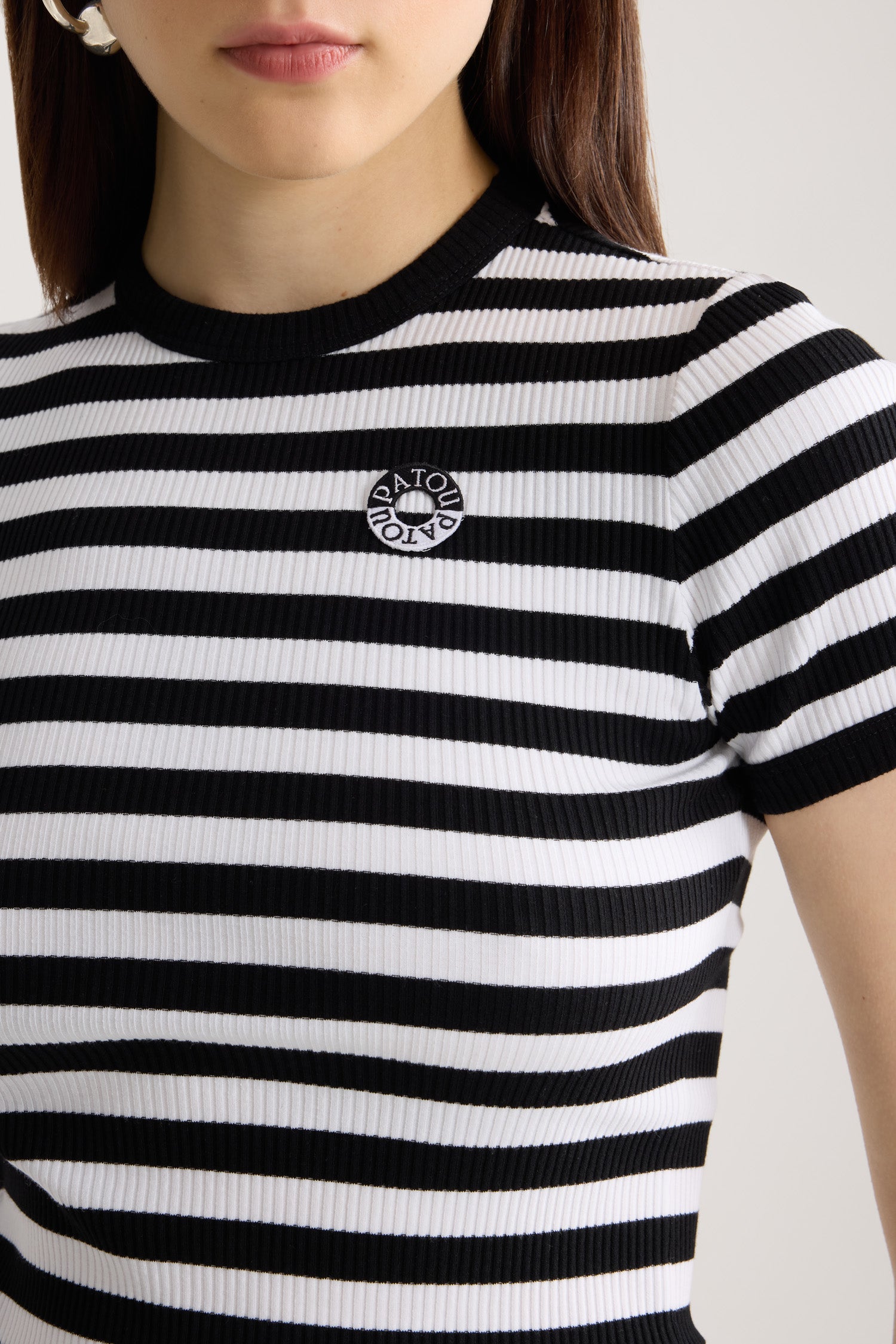 Patou JE232 t-shirt rayé noir blanc coton