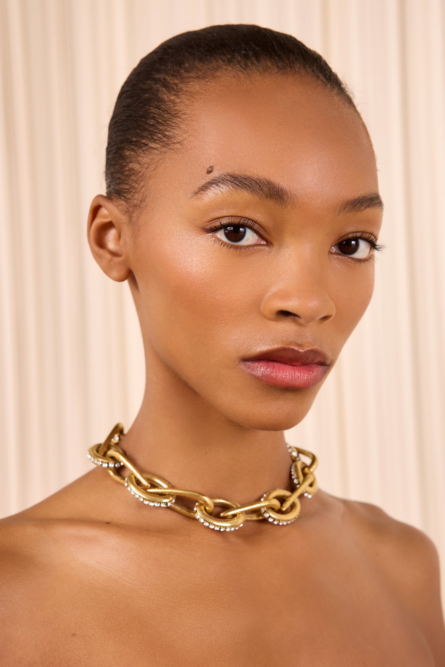 Ulla Johnson Chunky Teardrop collier laiton Brass pavé strass