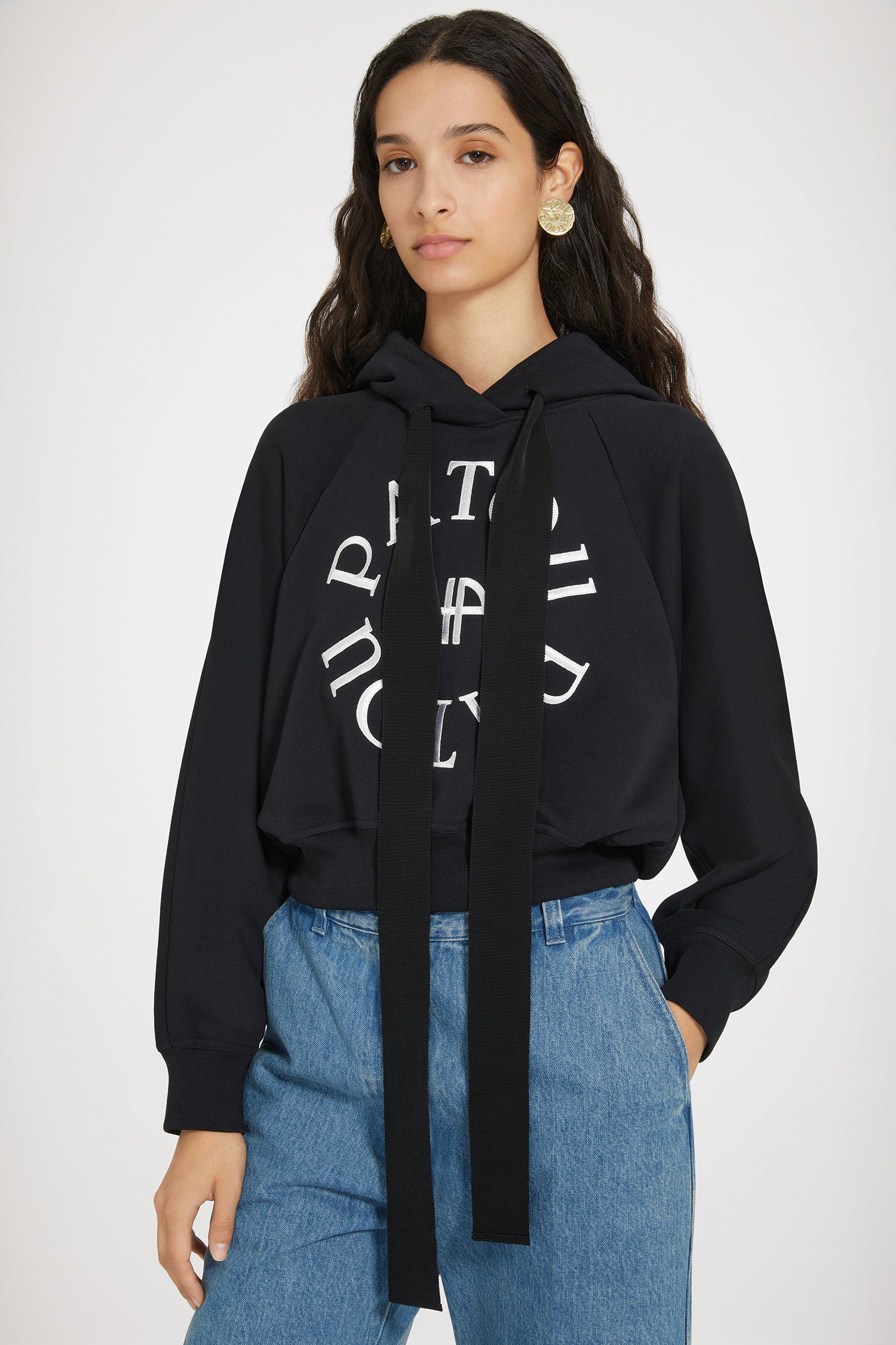 Patou JE069 sweat capuche Medallion noir coton bio