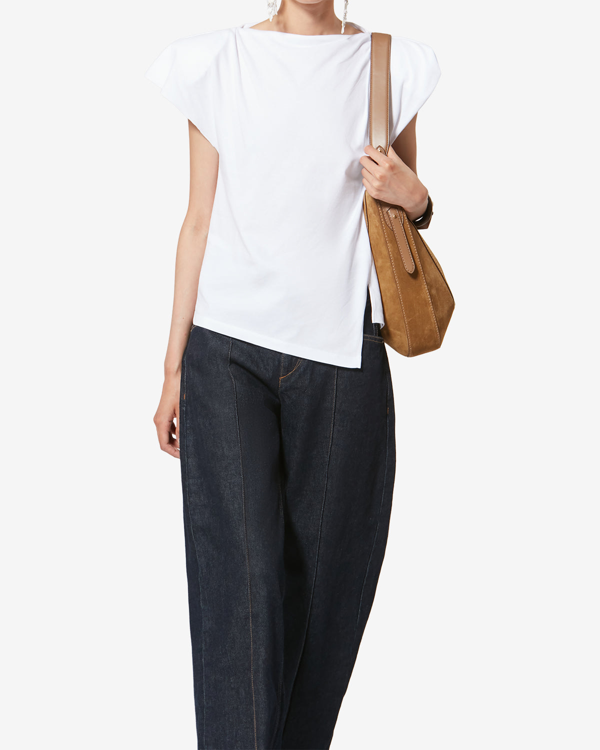 Isabel Marant Sebani t-shirt blanc coton asymétrique