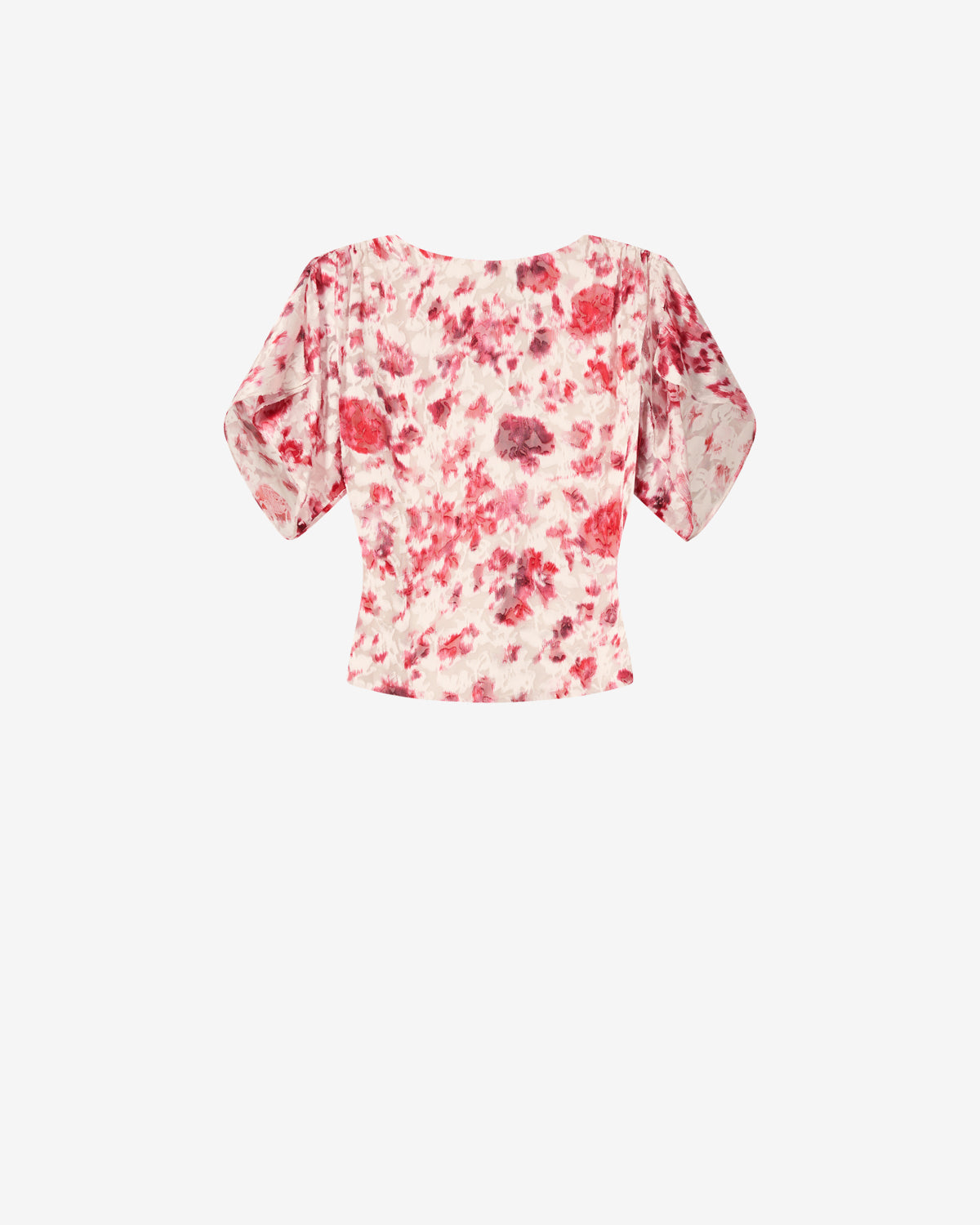 Isabel Marant Hervane HT0962FA top écru-rose soie fleuri