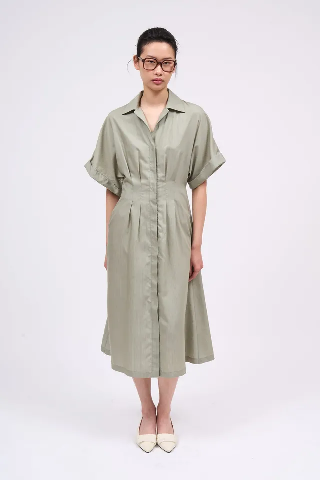 Paul & Joe PORTOFINO robe-chemise rayée lyocell et soie