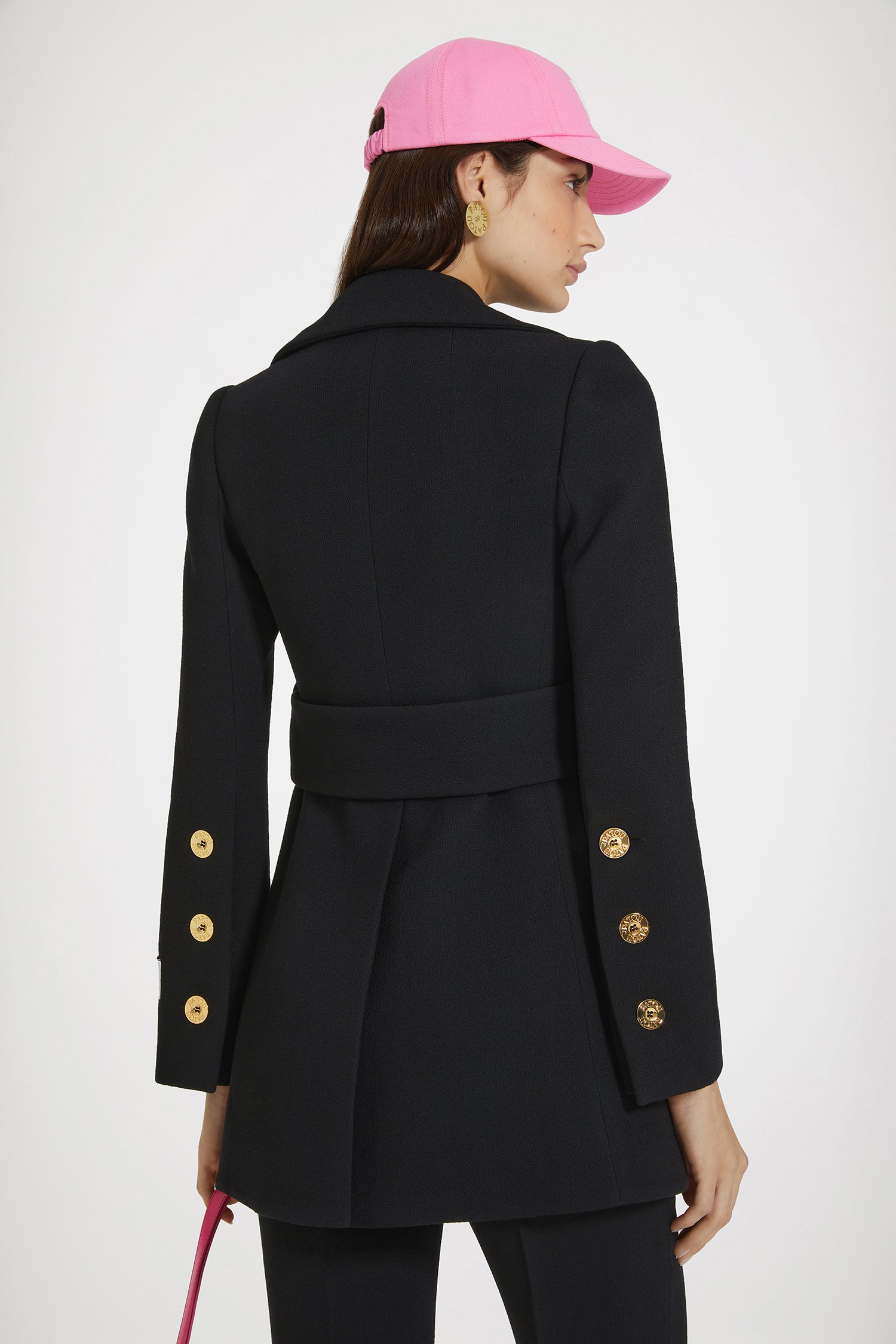 Patou CO020 manteau ceinturé laine vierge noir