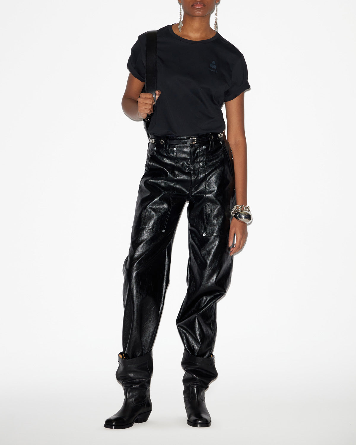 Isabel Marant Aby t-shirt coton noir logo brodé