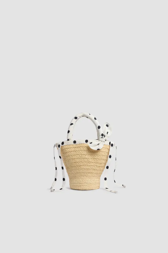 Patou AC13001405964 petit sac seau raphia Cloud Dancer