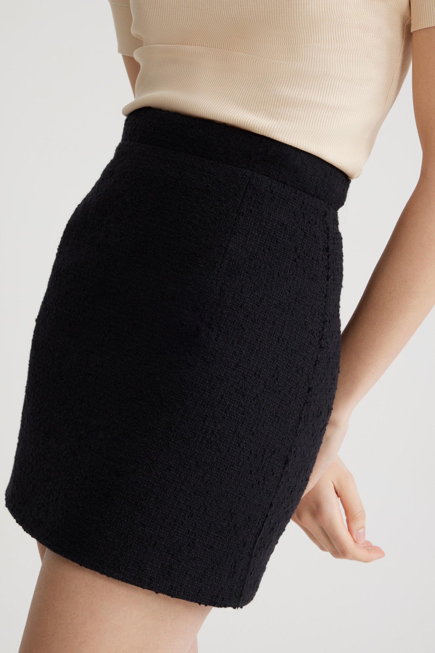 Patou SK072 mini jupe tweed laine coton noir