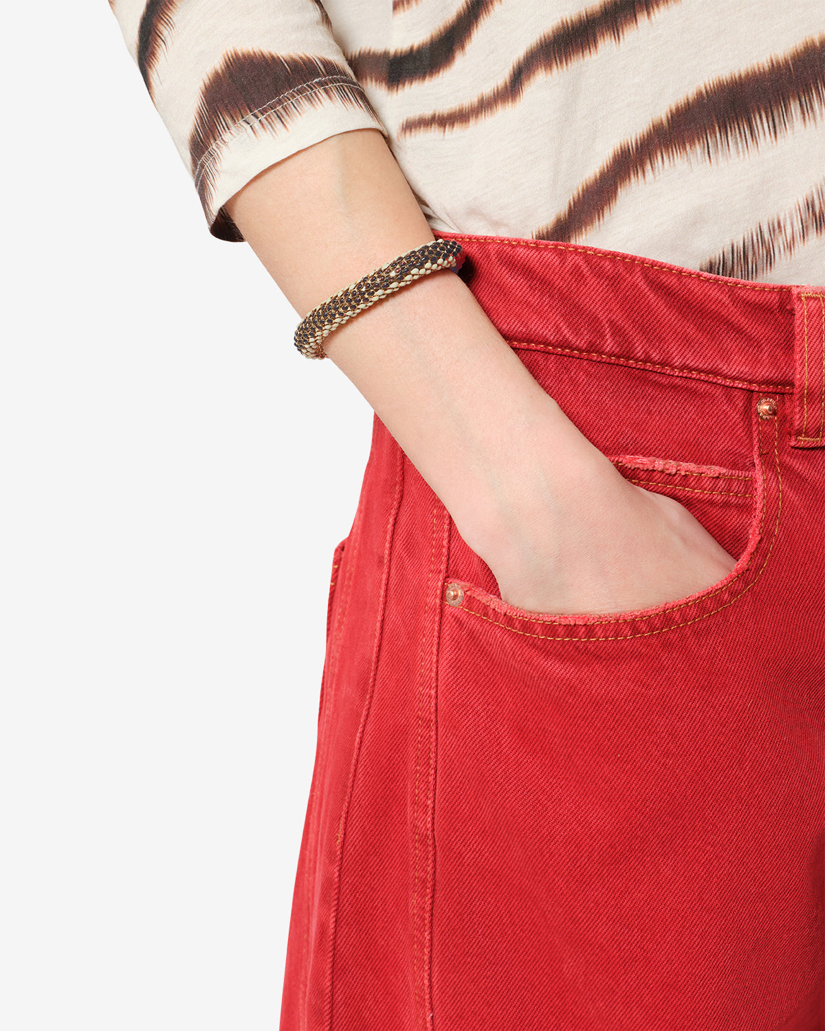 Isabel Marant Doria bracelet jonc rouge tressé