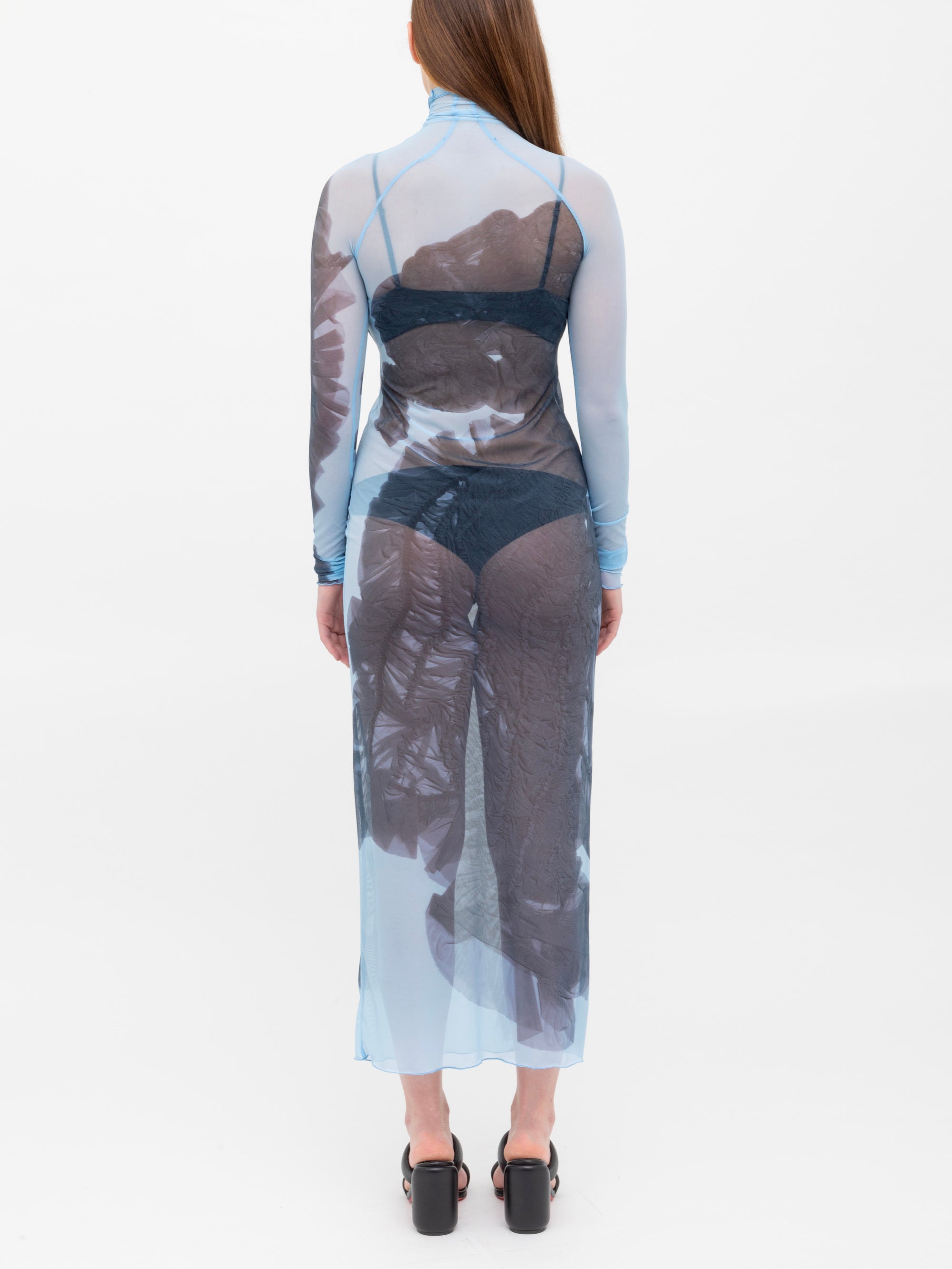 Ester Manas Mesh Print Long Dress robe longue Blue Scan
