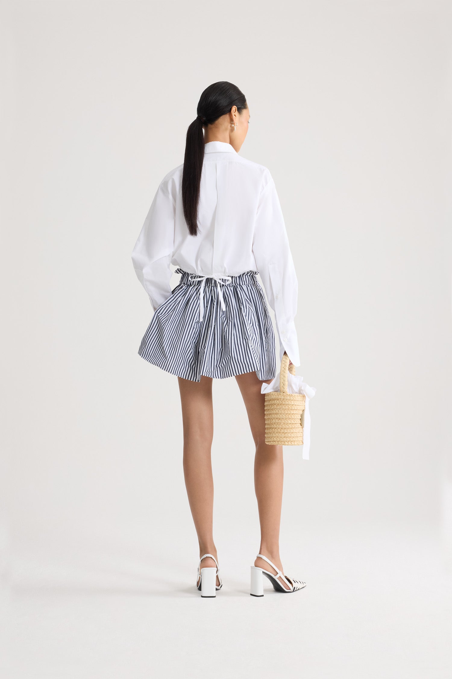 Patou P26SK11602495970 jupe faille rayée bleue taille cordon