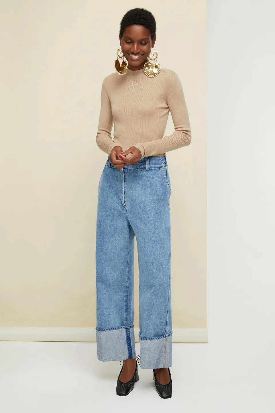 Patou KN020 pull laine et soie sable dos découpé
