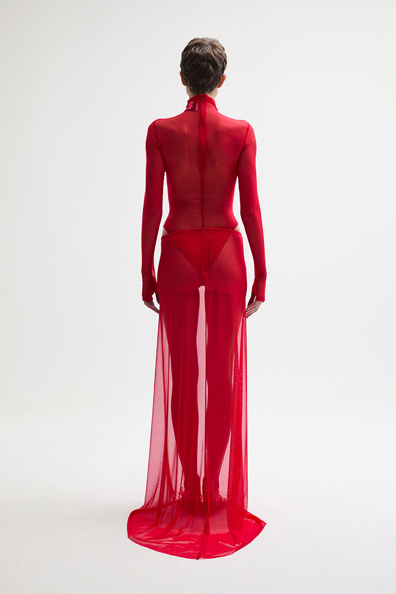 ATU Body Couture CARDINAL robe longue S tulle rouge