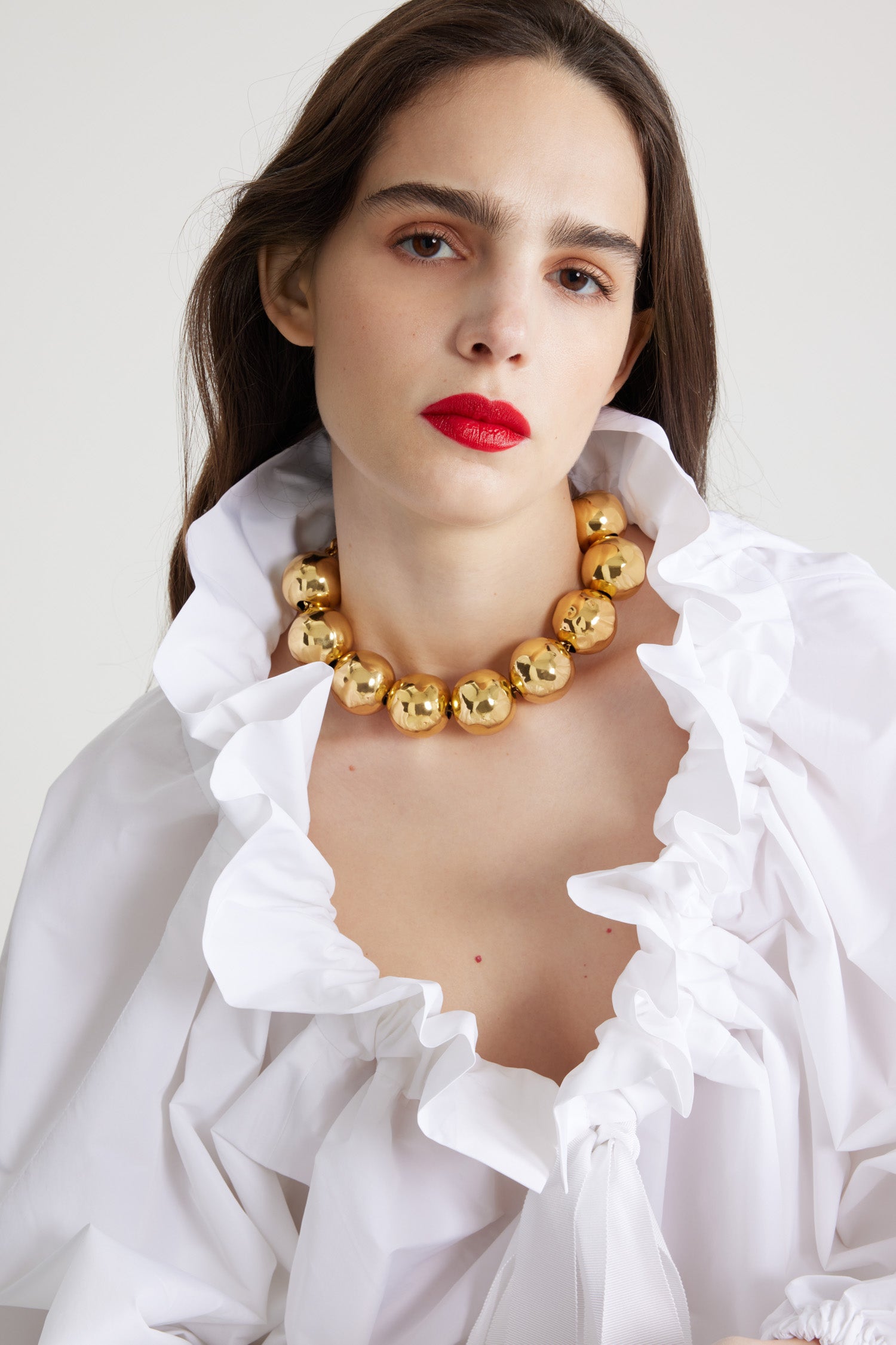 Patou JW130 collier or sphères martelées laiton