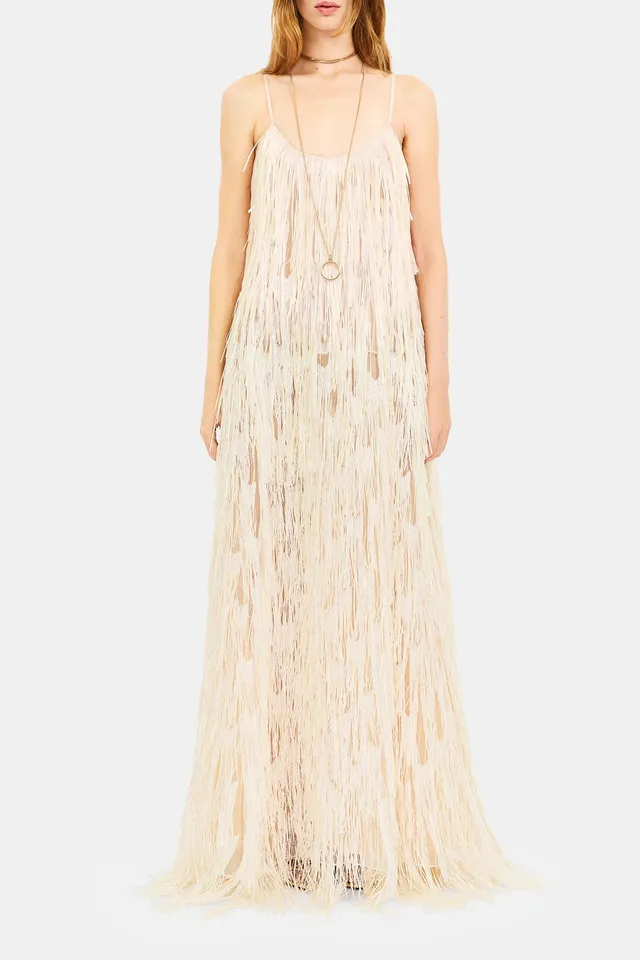 Ulla Johnson Maria SP270151 robe maxi Ecru à franges